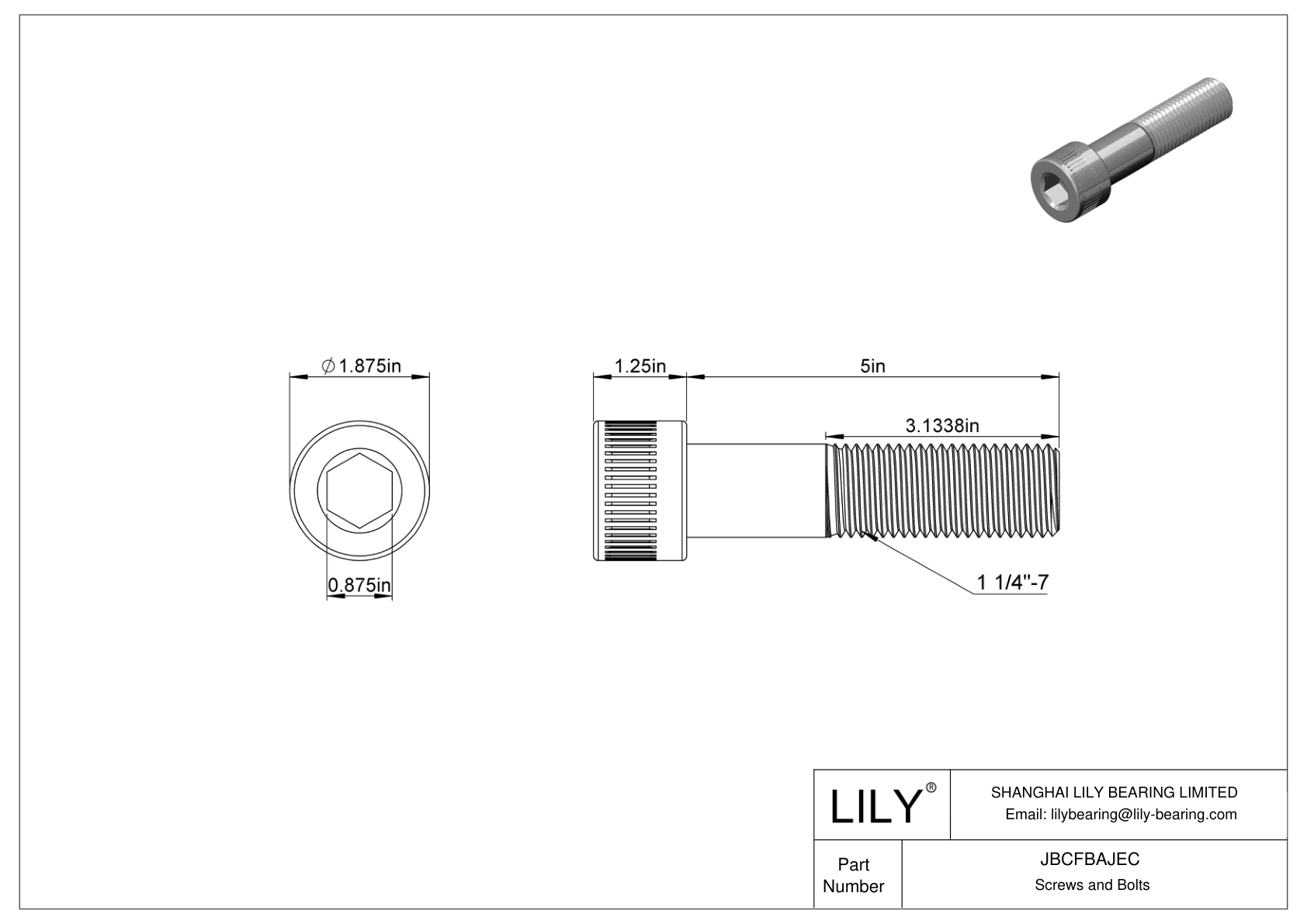 JBCFBAJEC Tornillos de cabeza cilíndrica de acero aleado cad drawing