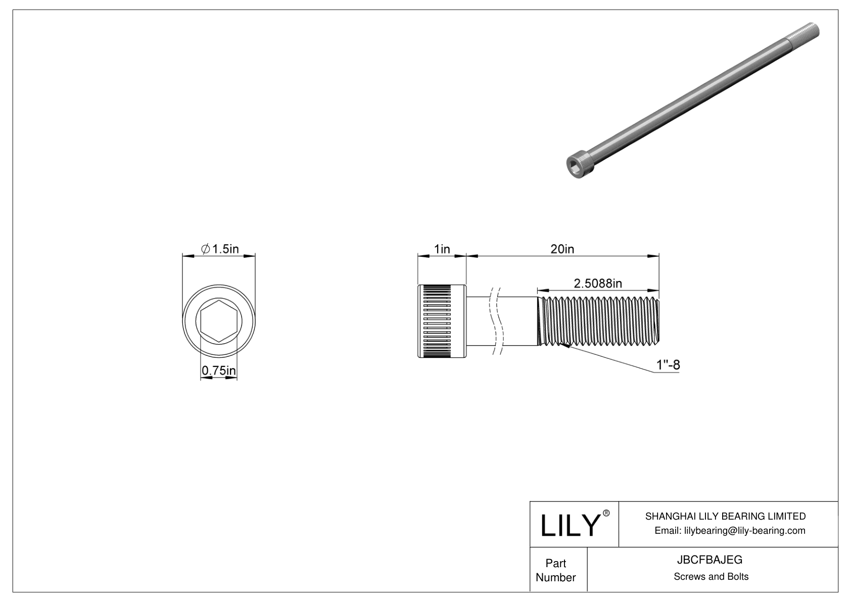 JBCFBAJEG Alloy Steel Socket Head Screws cad drawing