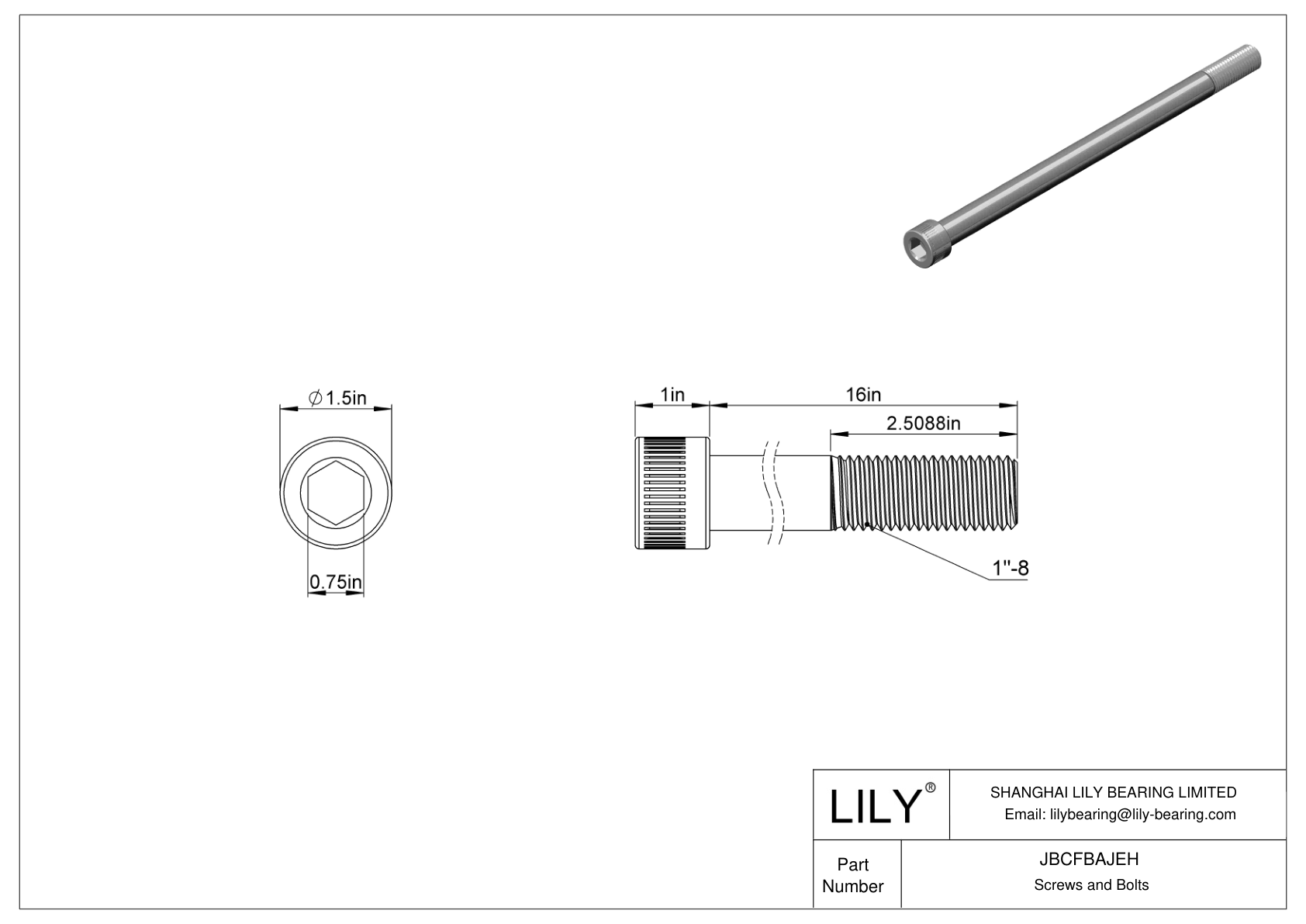 JBCFBAJEH Tornillos de cabeza cilíndrica de acero aleado cad drawing