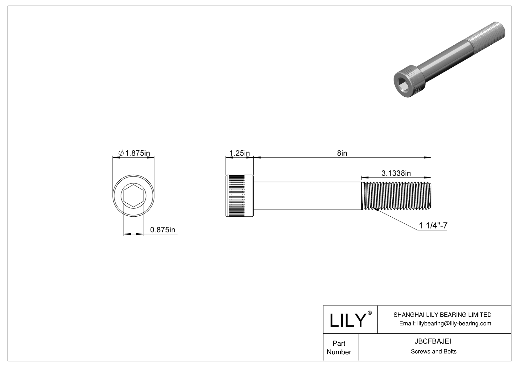 JBCFBAJEI Alloy Steel Socket Head Screws cad drawing