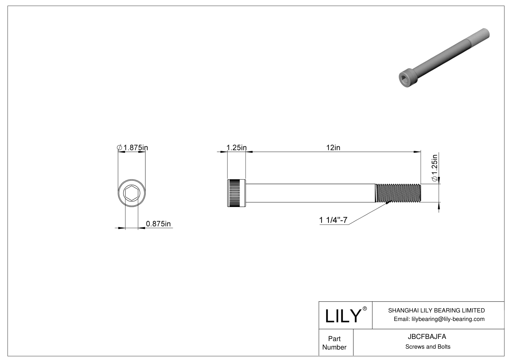 JBCFBAJFA Tornillos de cabeza cilíndrica de acero aleado cad drawing