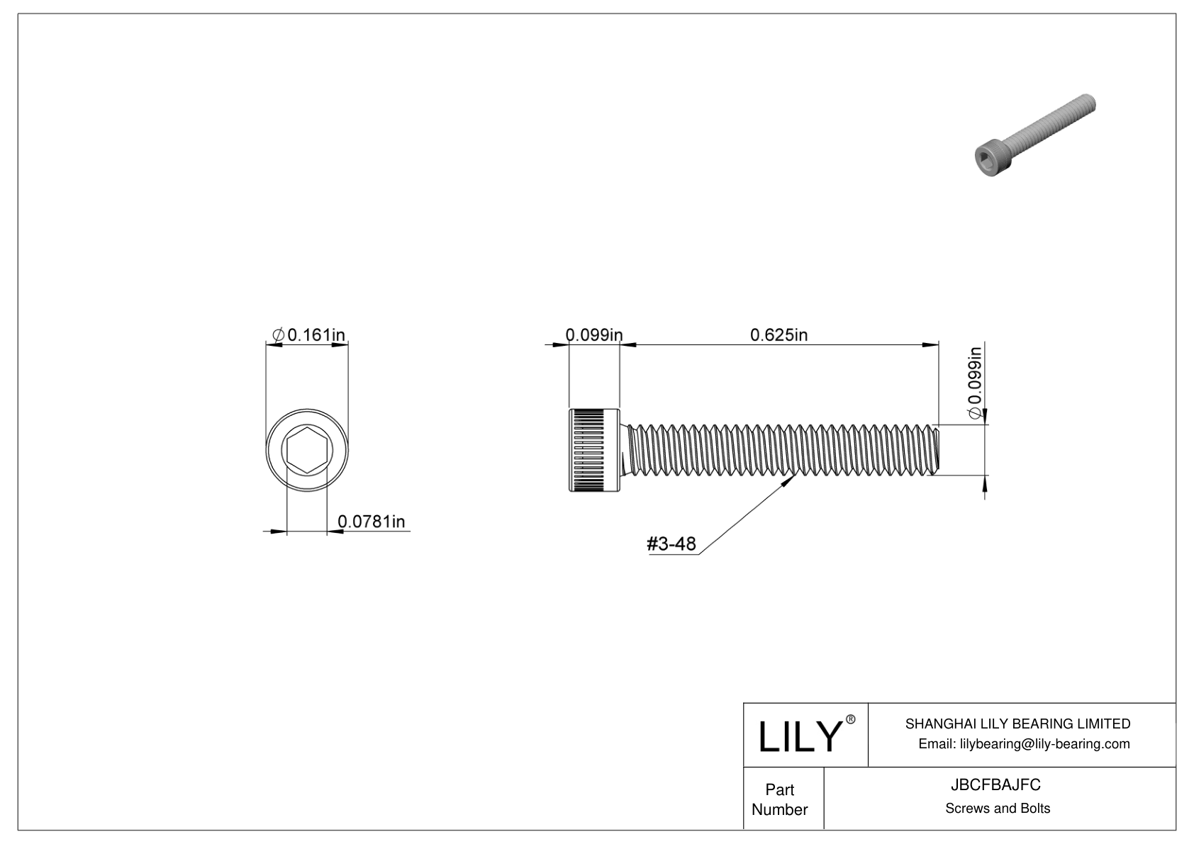 JBCFBAJFC Alloy Steel Socket Head Screws cad drawing