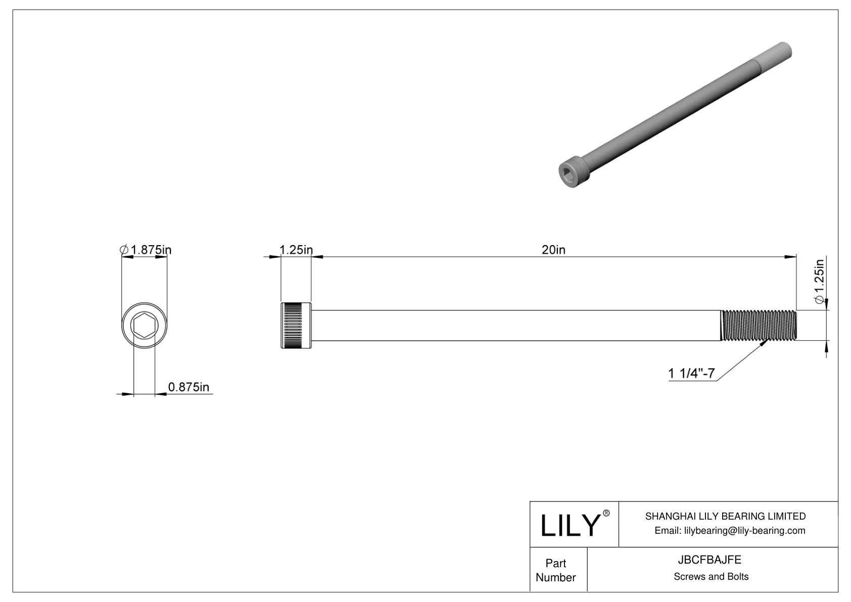 JBCFBAJFE Alloy Steel Socket Head Screws cad drawing