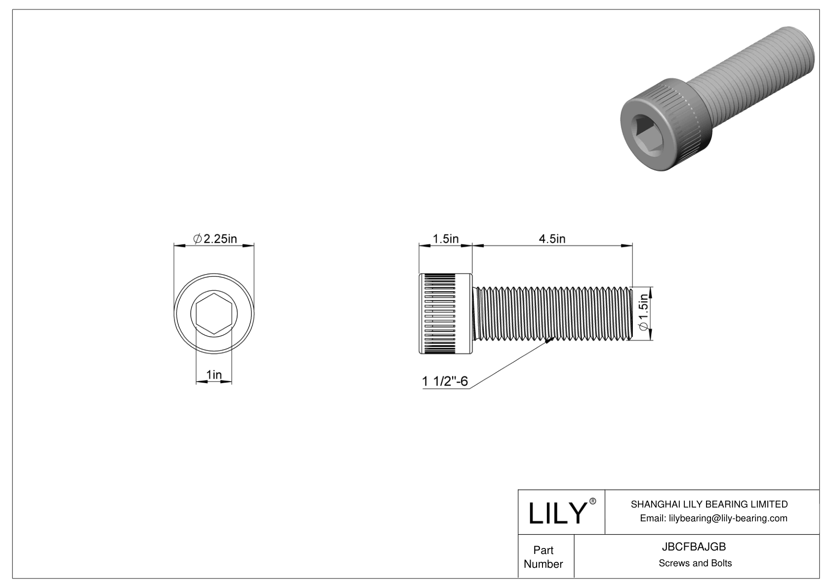 JBCFBAJGB Tornillos de cabeza cilíndrica de acero aleado cad drawing