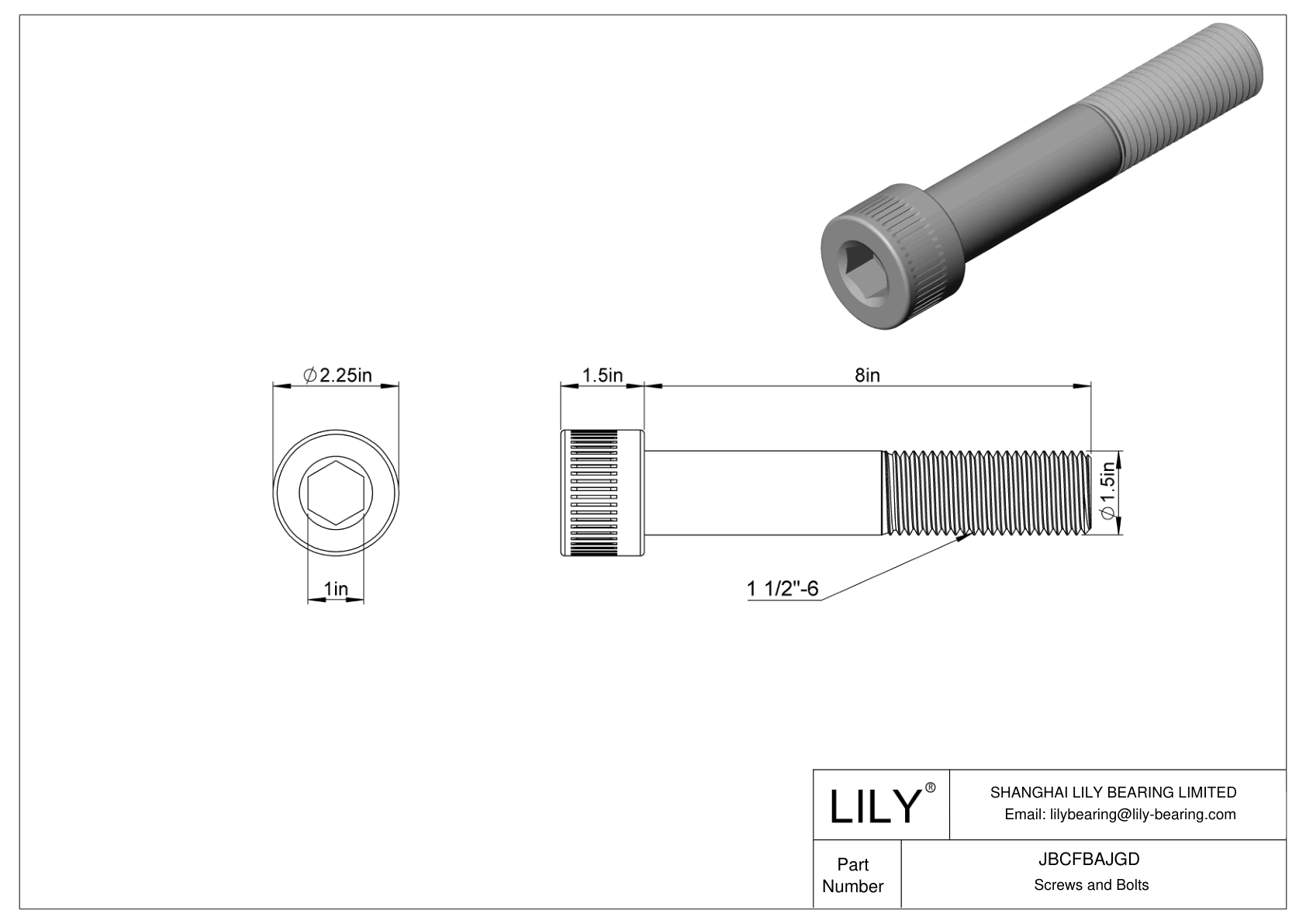 JBCFBAJGD Alloy Steel Socket Head Screws cad drawing