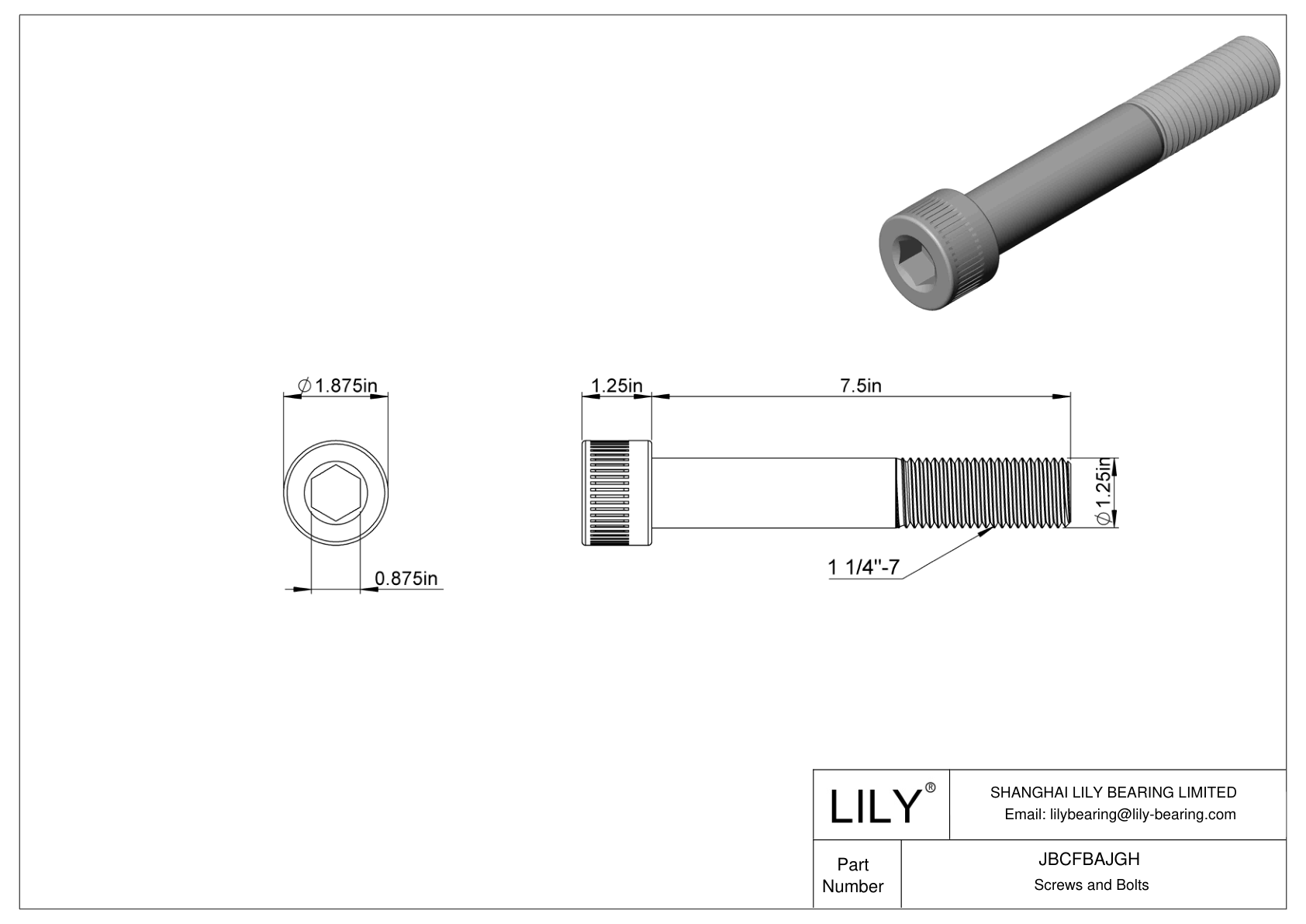 JBCFBAJGH Tornillos de cabeza cilíndrica de acero aleado cad drawing