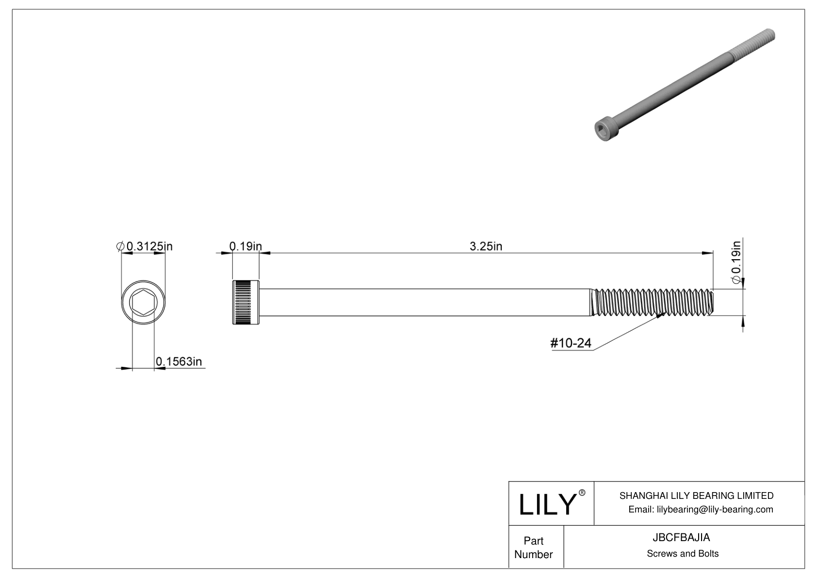 JBCFBAJIA Tornillos de cabeza cilíndrica de acero aleado cad drawing