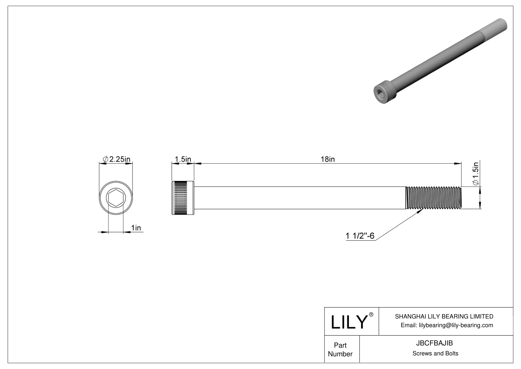 JBCFBAJIB Alloy Steel Socket Head Screws cad drawing