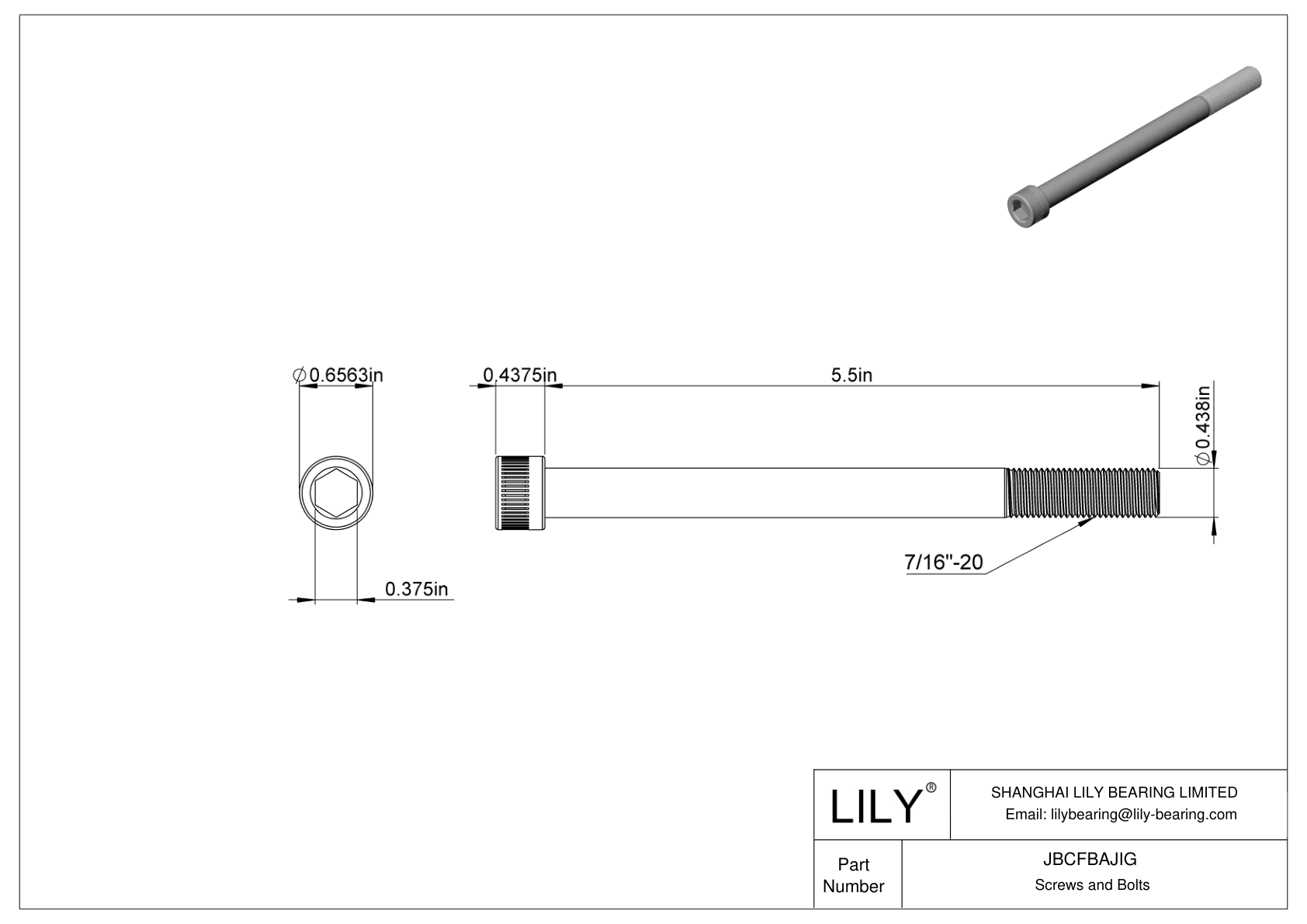 JBCFBAJIG Alloy Steel Socket Head Screws cad drawing