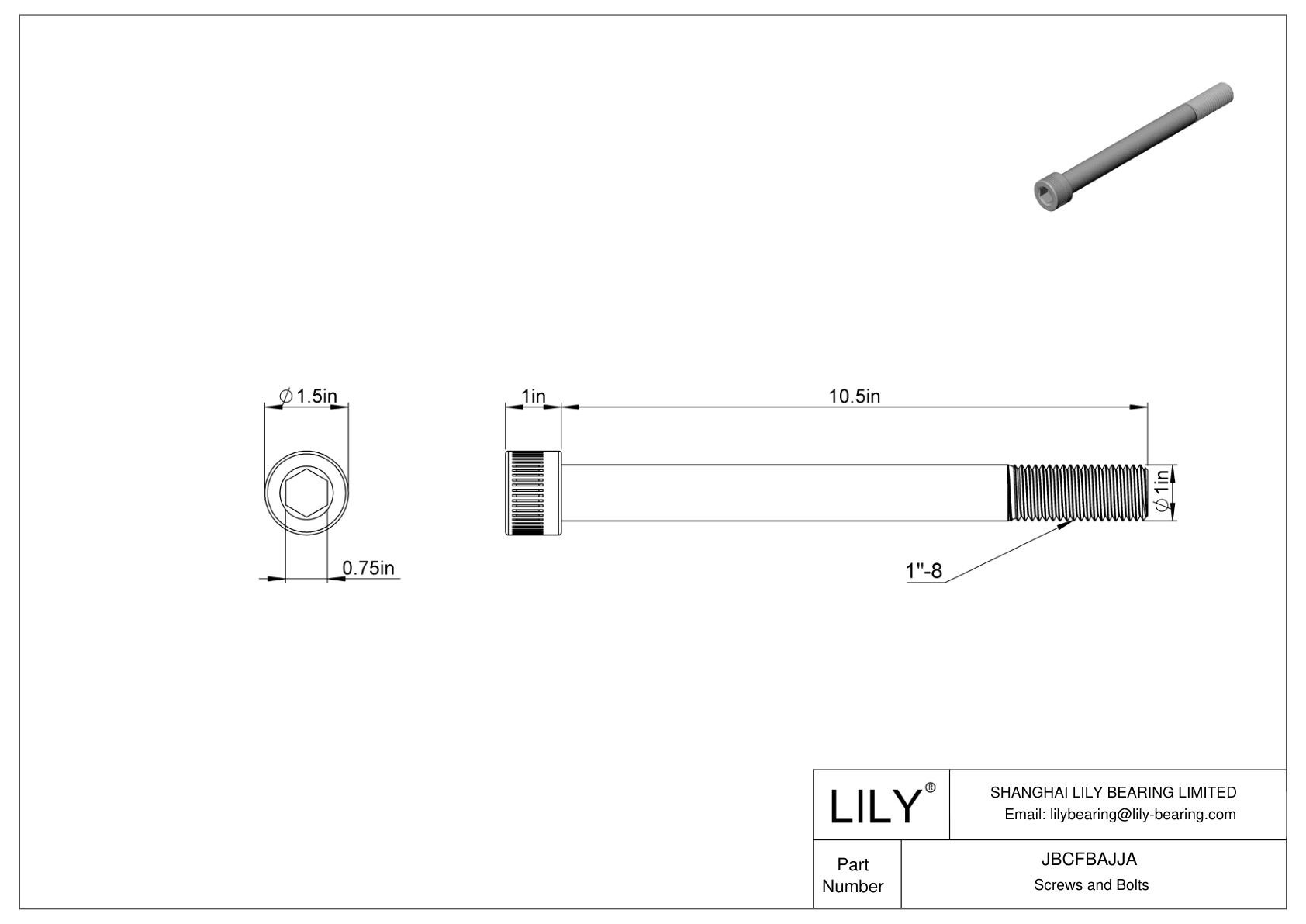 JBCFBAJJA Alloy Steel Socket Head Screws cad drawing