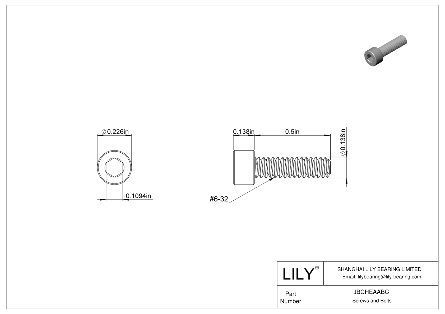 JBCHEAABC 合金钢内六角螺钉 cad drawing