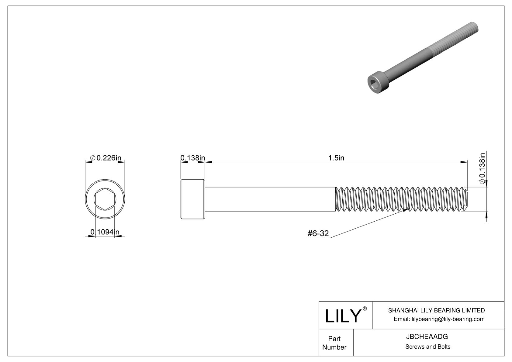 JBCHEAADG 合金钢内六角螺钉 cad drawing