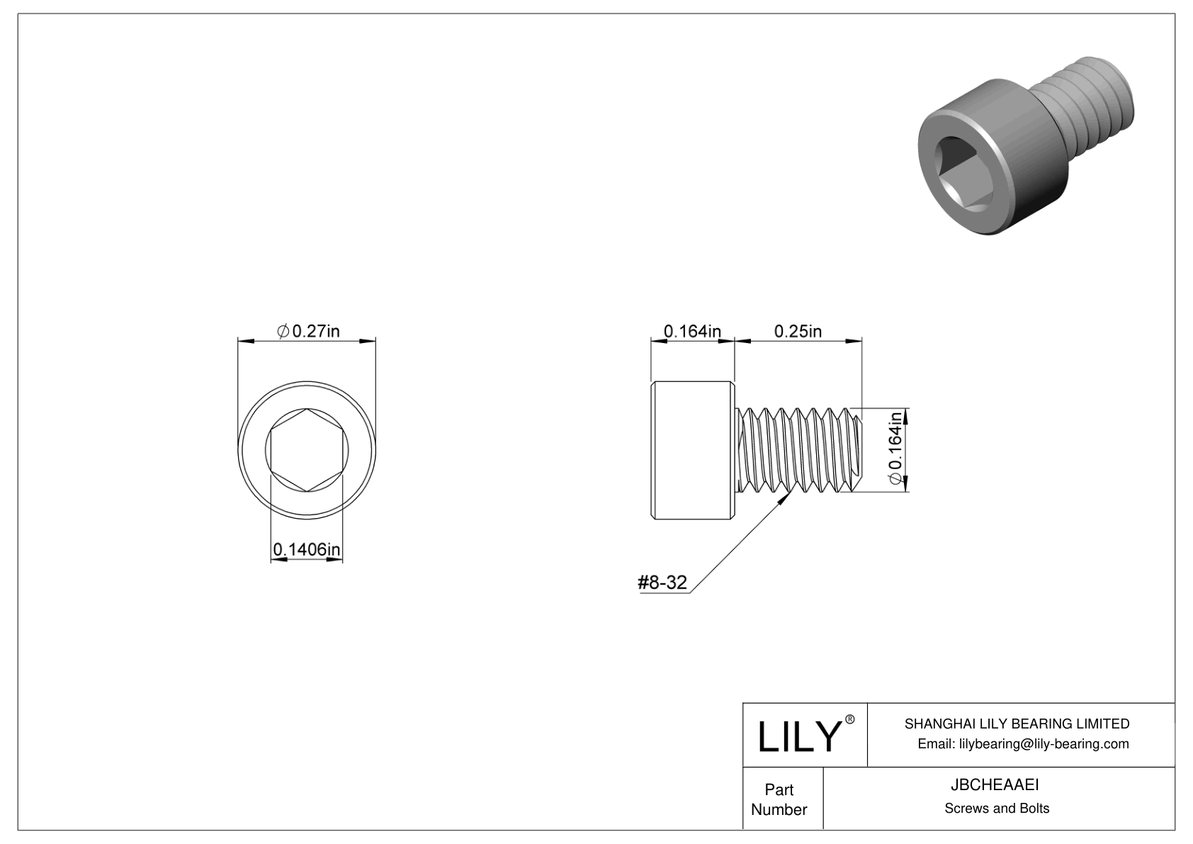 JBCHEAAEI Alloy Steel Socket Head Screws cad drawing