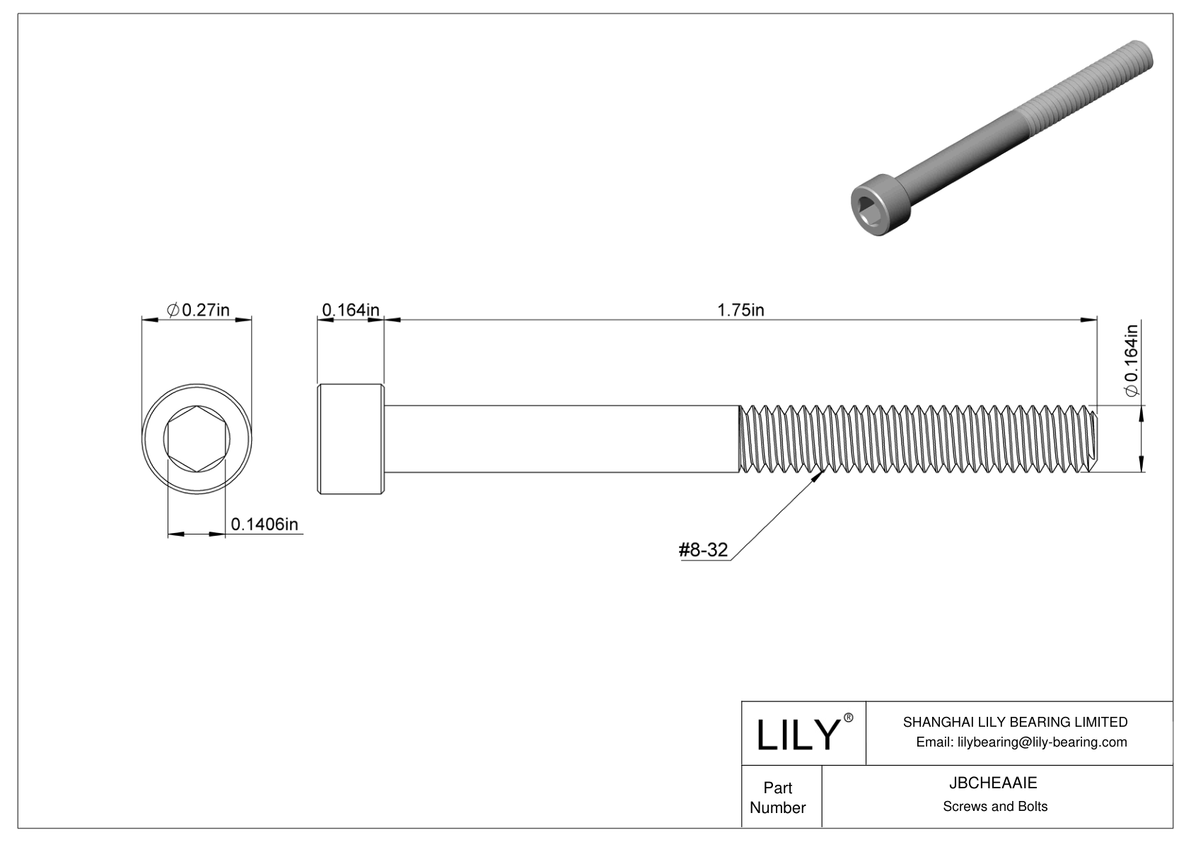 JBCHEAAIE Tornillos de cabeza cilíndrica de acero aleado cad drawing