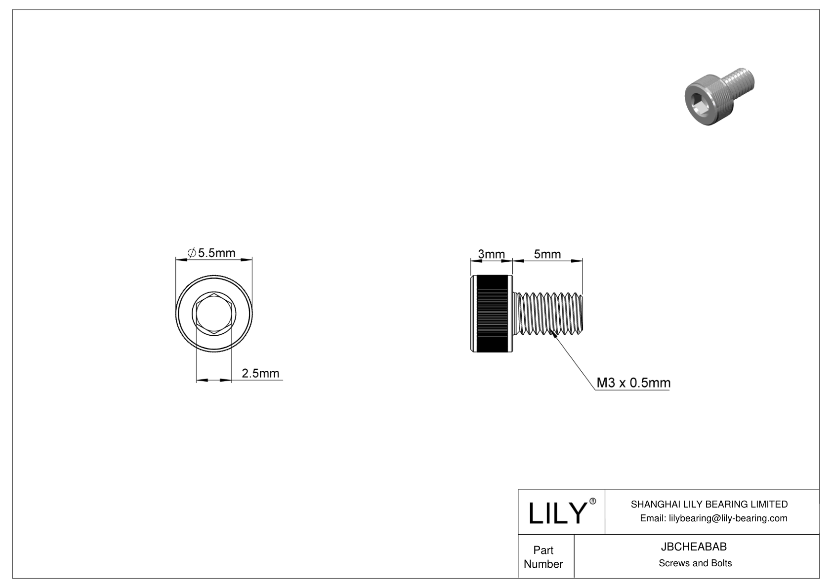 JBCHEABAB Tornillos de cabeza cilíndrica de acero aleado cad drawing