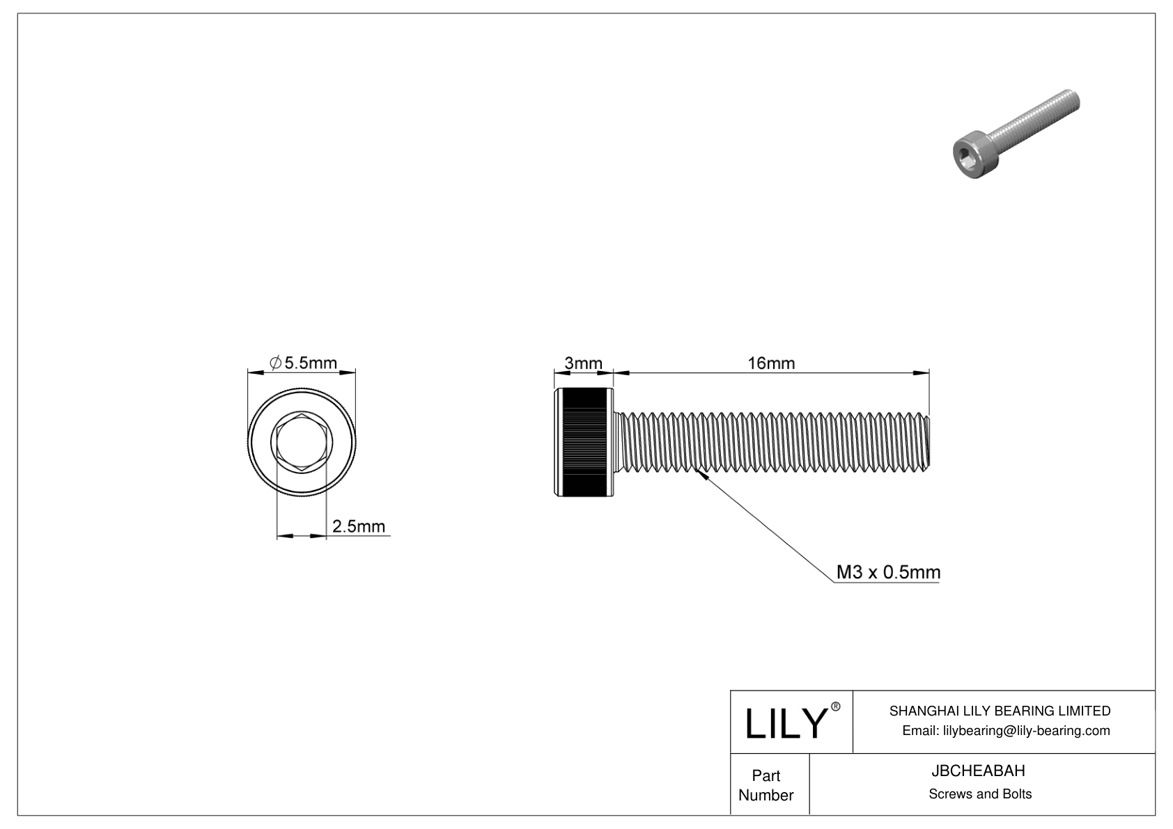 JBCHEABAH 合金钢内六角螺钉 cad drawing