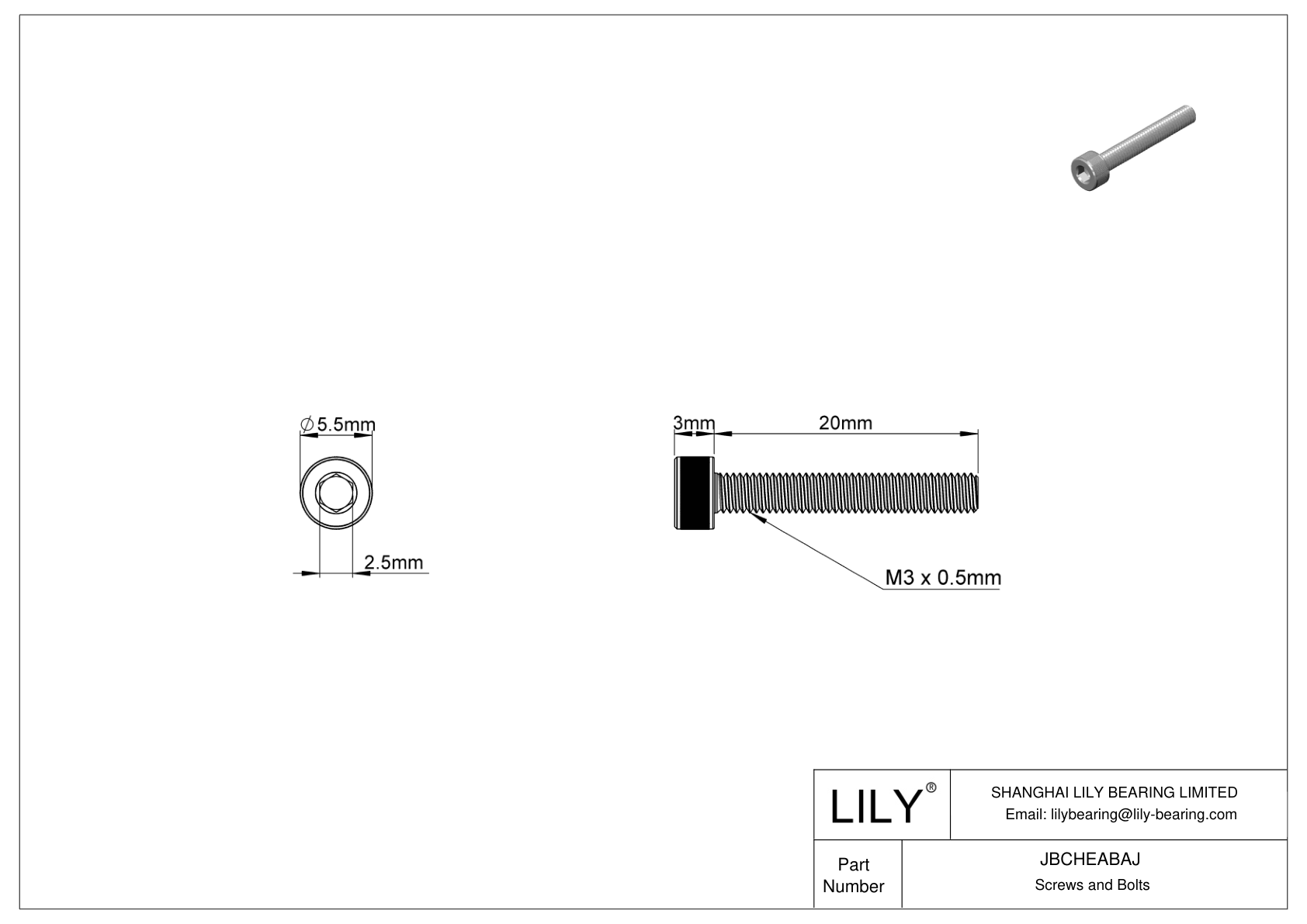 JBCHEABAJ Tornillos de cabeza cilíndrica de acero aleado cad drawing