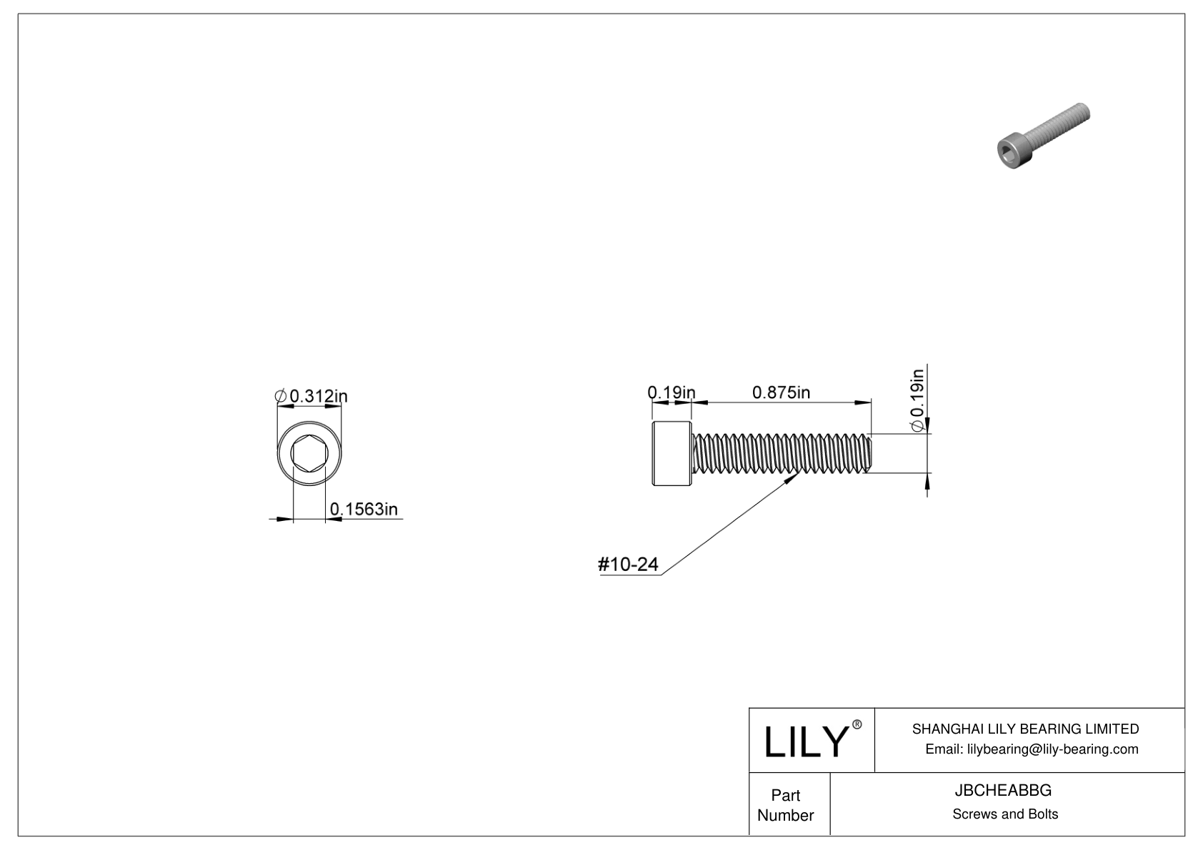 JBCHEABBG 合金钢内六角螺钉 cad drawing