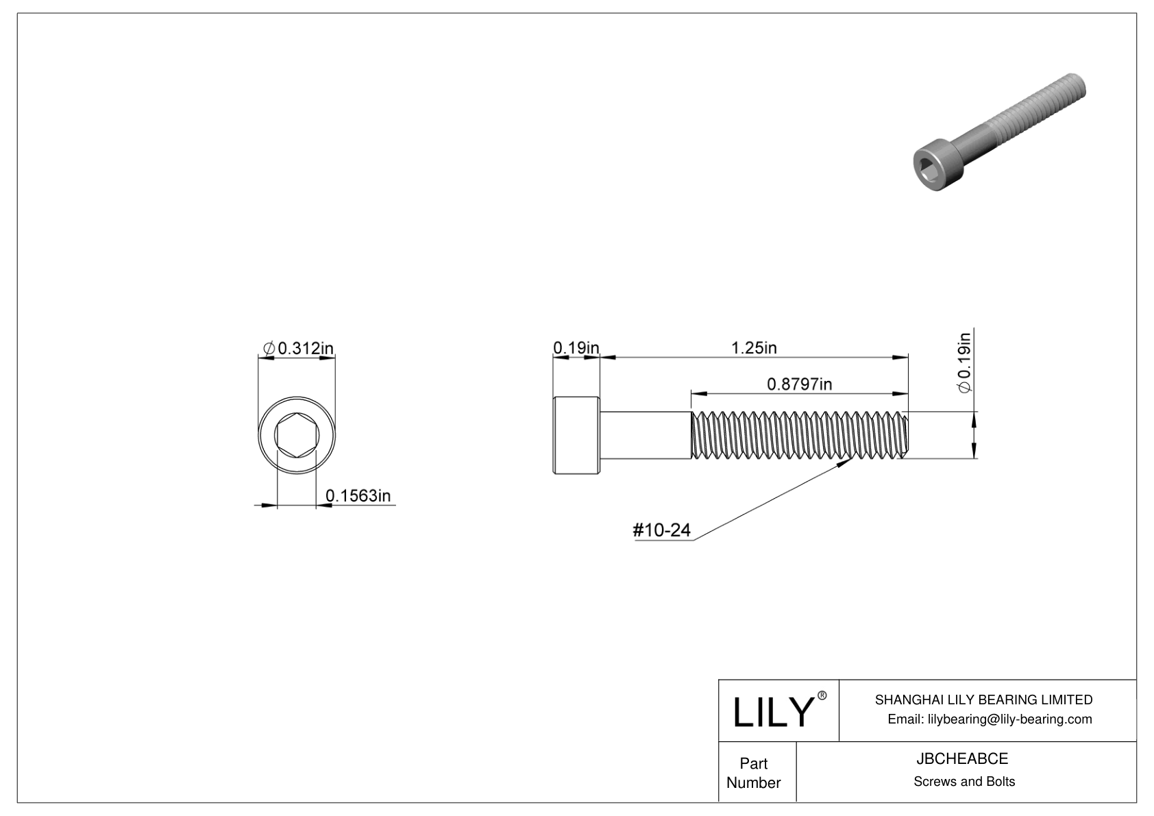 JBCHEABCE Alloy Steel Socket Head Screws cad drawing