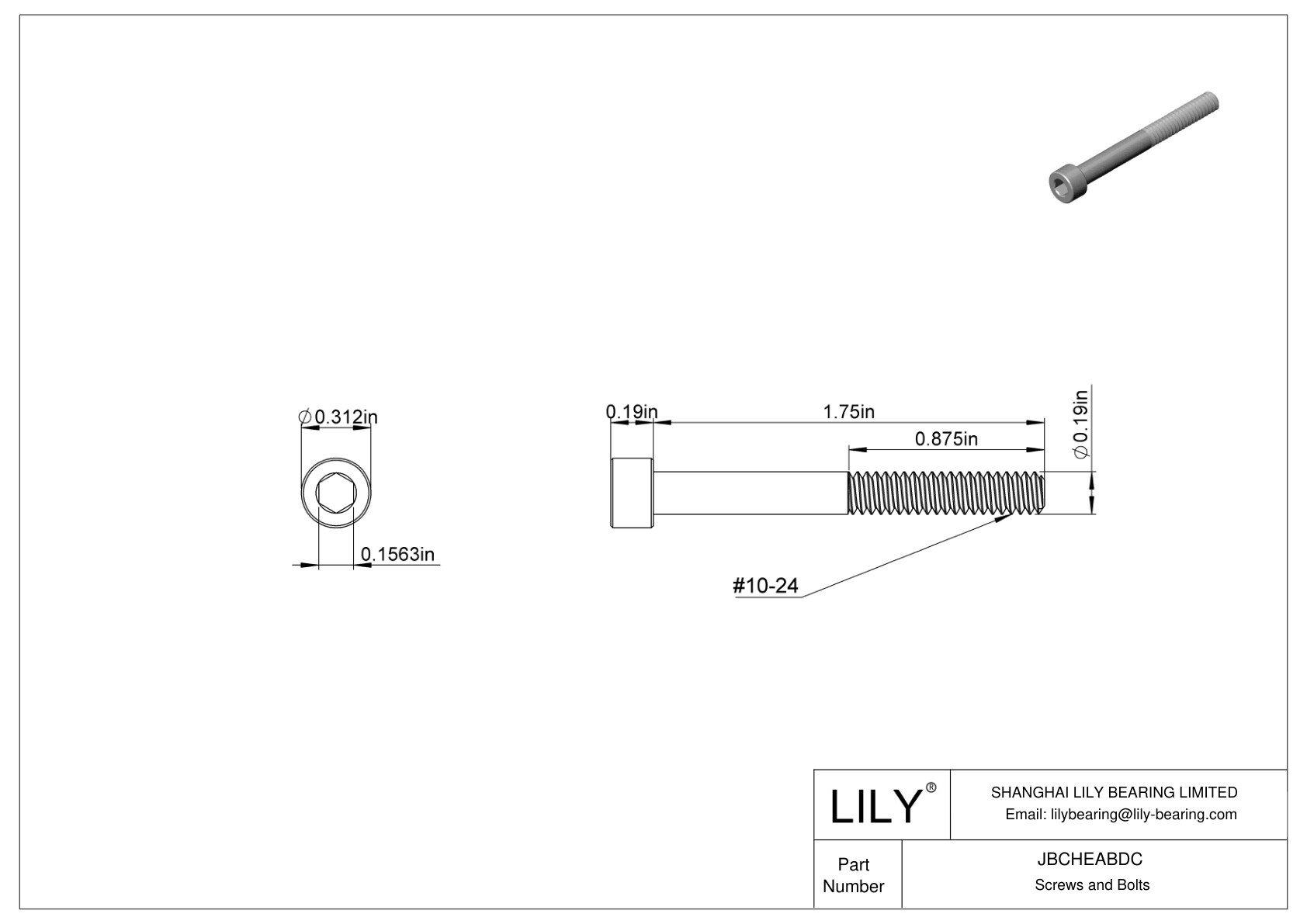 JBCHEABDC 合金钢内六角螺钉 cad drawing