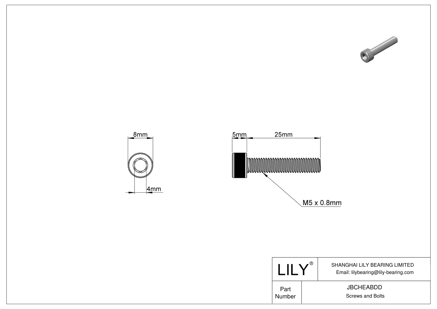 JBCHEABDD Tornillos de cabeza cilíndrica de acero aleado cad drawing