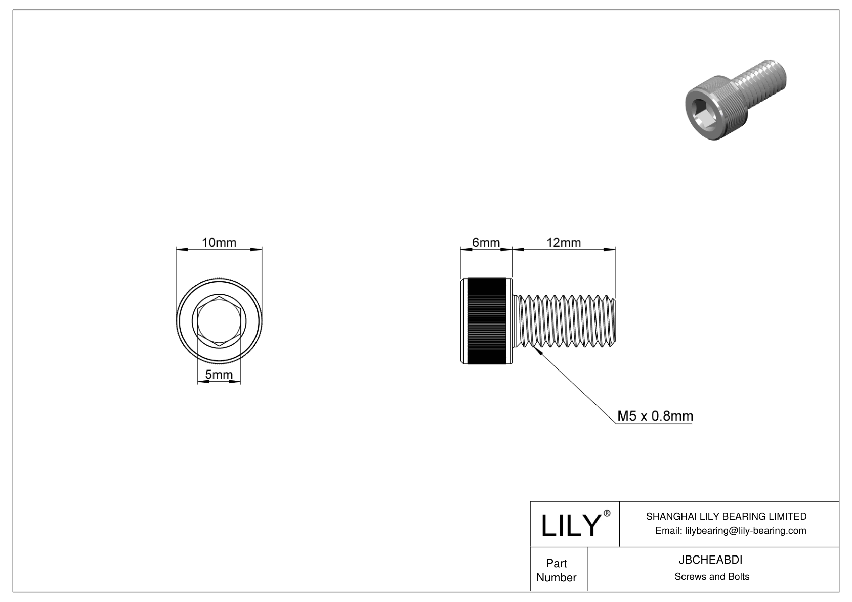 JBCHEABDI Tornillos de cabeza cilíndrica de acero aleado cad drawing