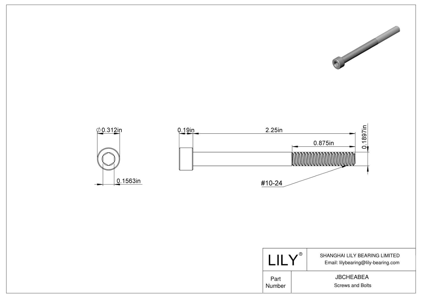 JBCHEABEA Alloy Steel Socket Head Screws cad drawing