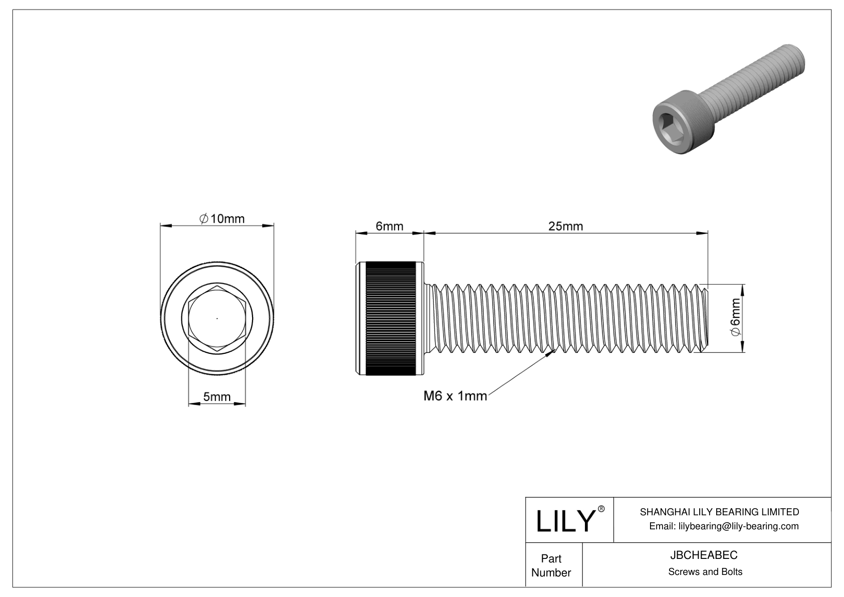 JBCHEABEC Tornillos de cabeza cilíndrica de acero aleado cad drawing