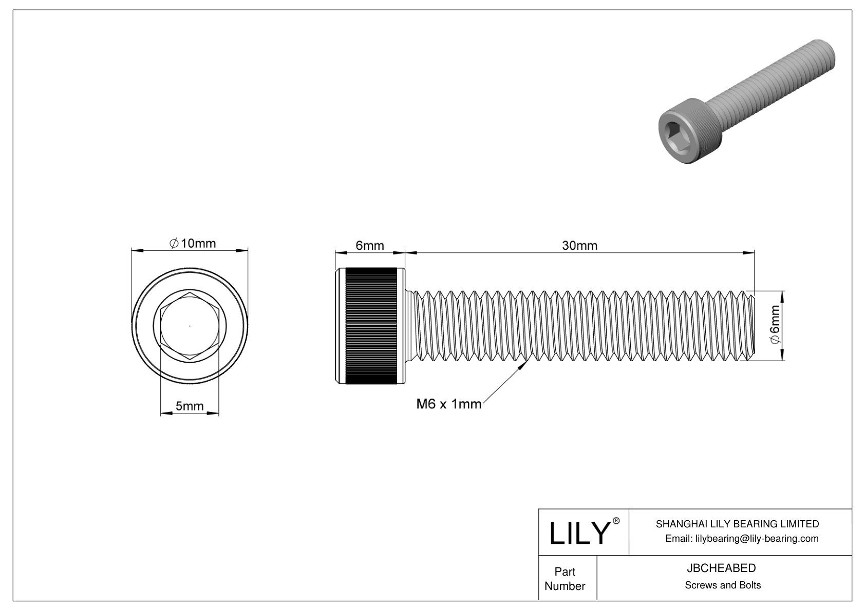 JBCHEABED 合金钢内六角螺钉 cad drawing