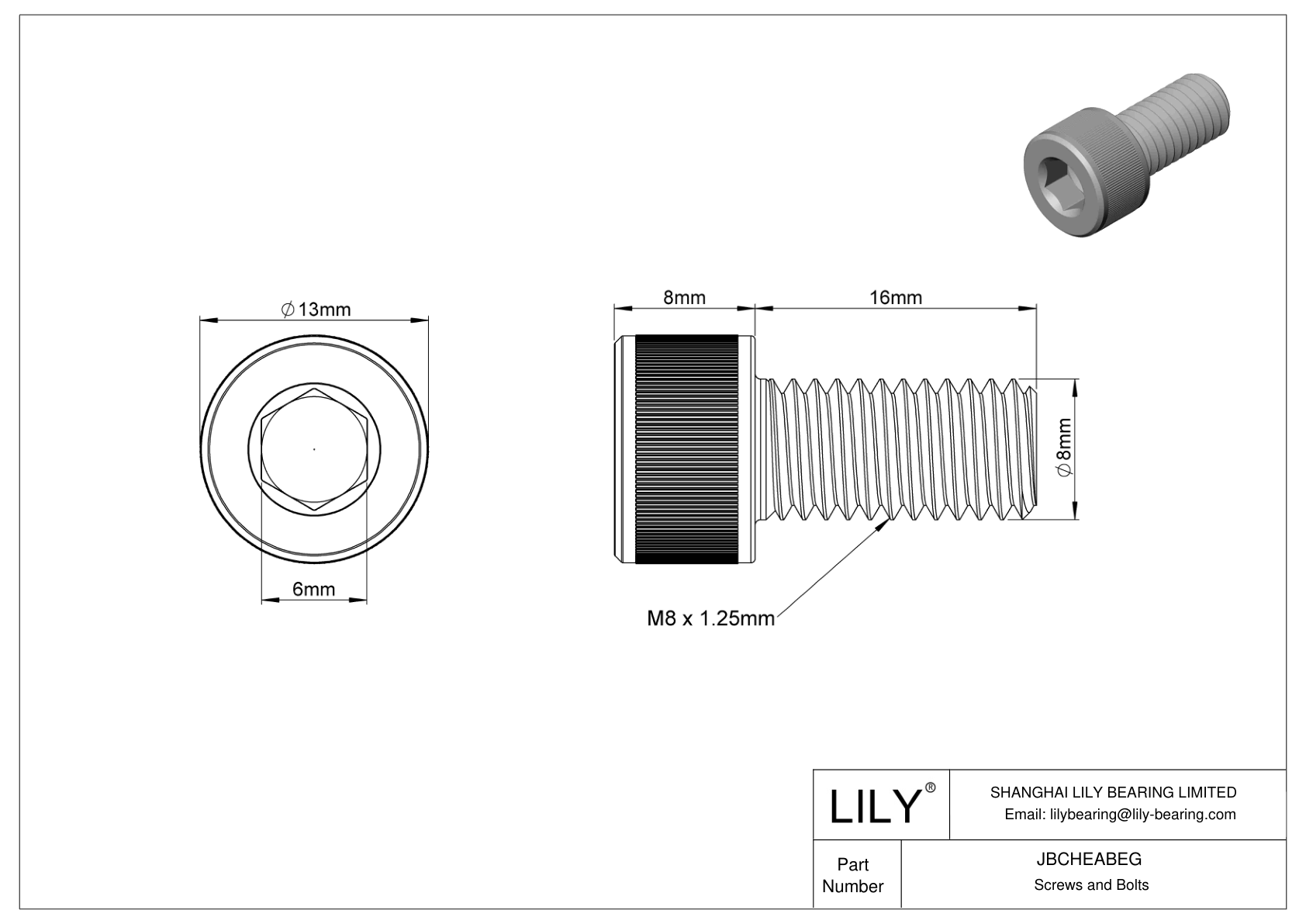 JBCHEABEG Tornillos de cabeza cilíndrica de acero aleado cad drawing