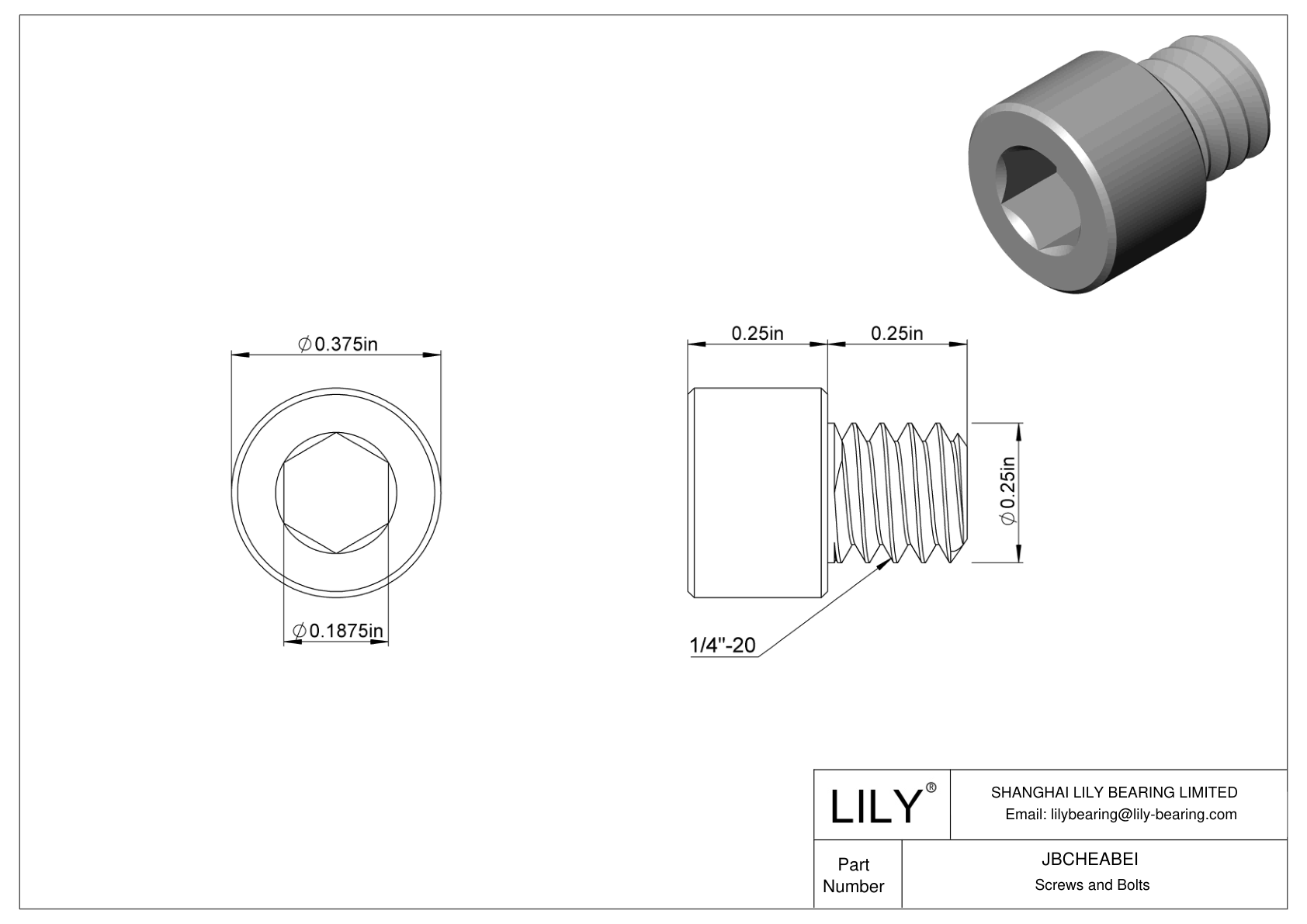 JBCHEABEI Alloy Steel Socket Head Screws cad drawing