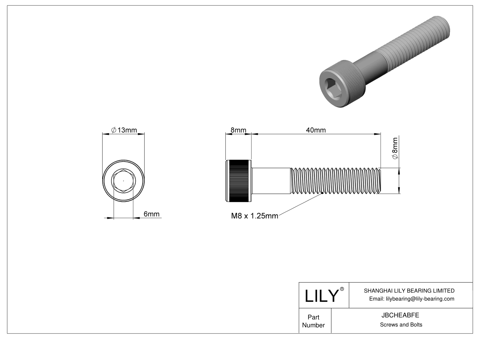 JBCHEABFE Tornillos de cabeza cilíndrica de acero aleado cad drawing