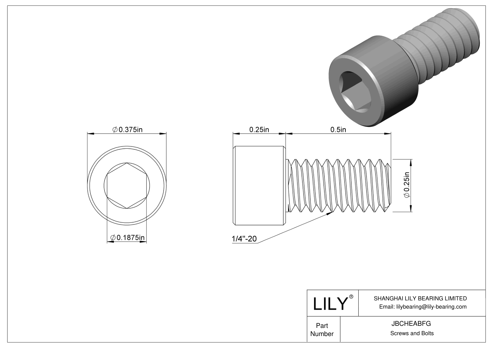 JBCHEABFG Alloy Steel Socket Head Screws cad drawing