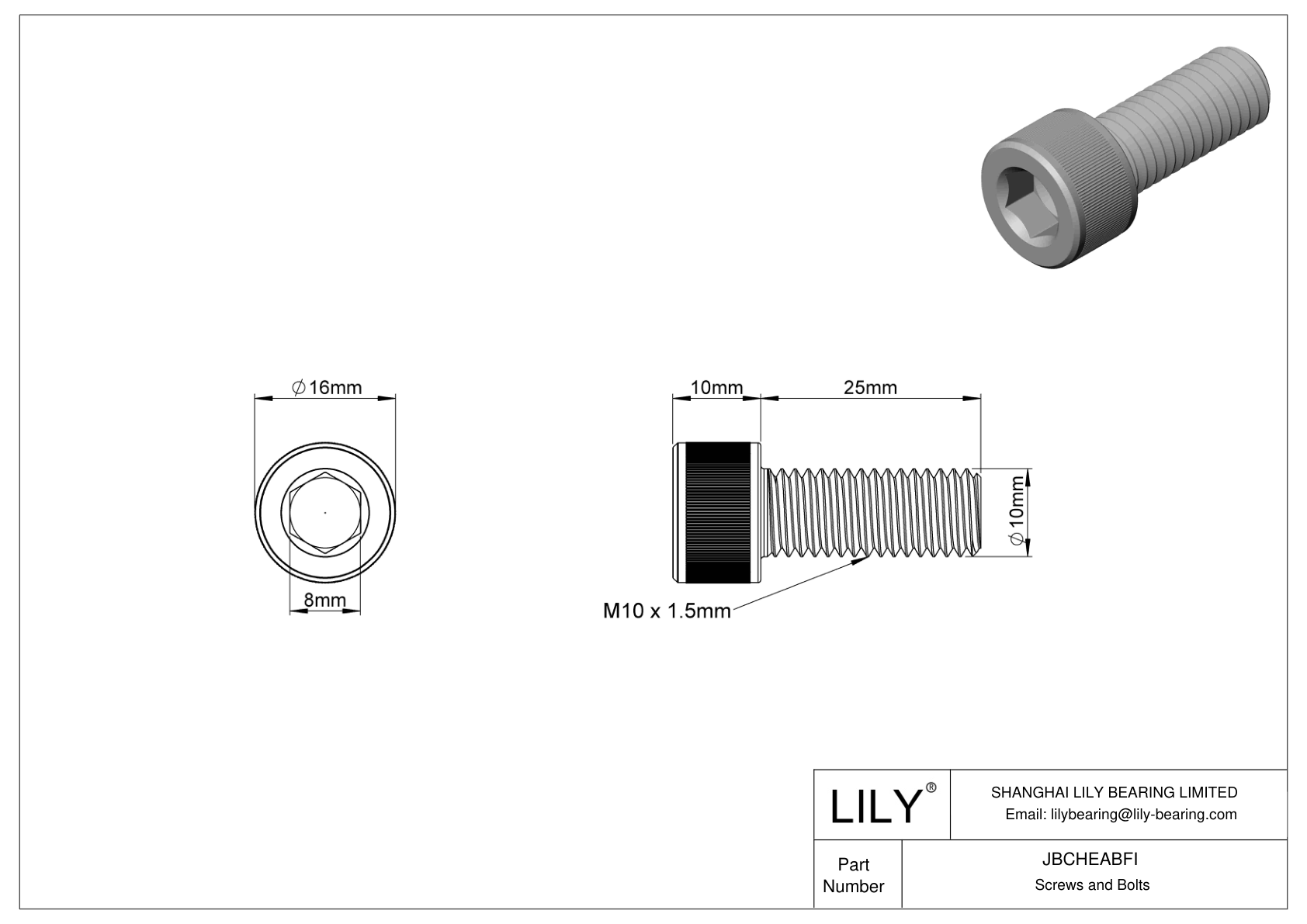 JBCHEABFI Tornillos de cabeza cilíndrica de acero aleado cad drawing