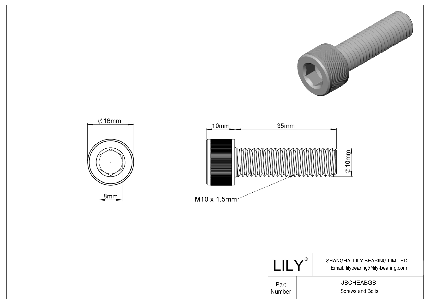 JBCHEABGB Alloy Steel Socket Head Screws cad drawing