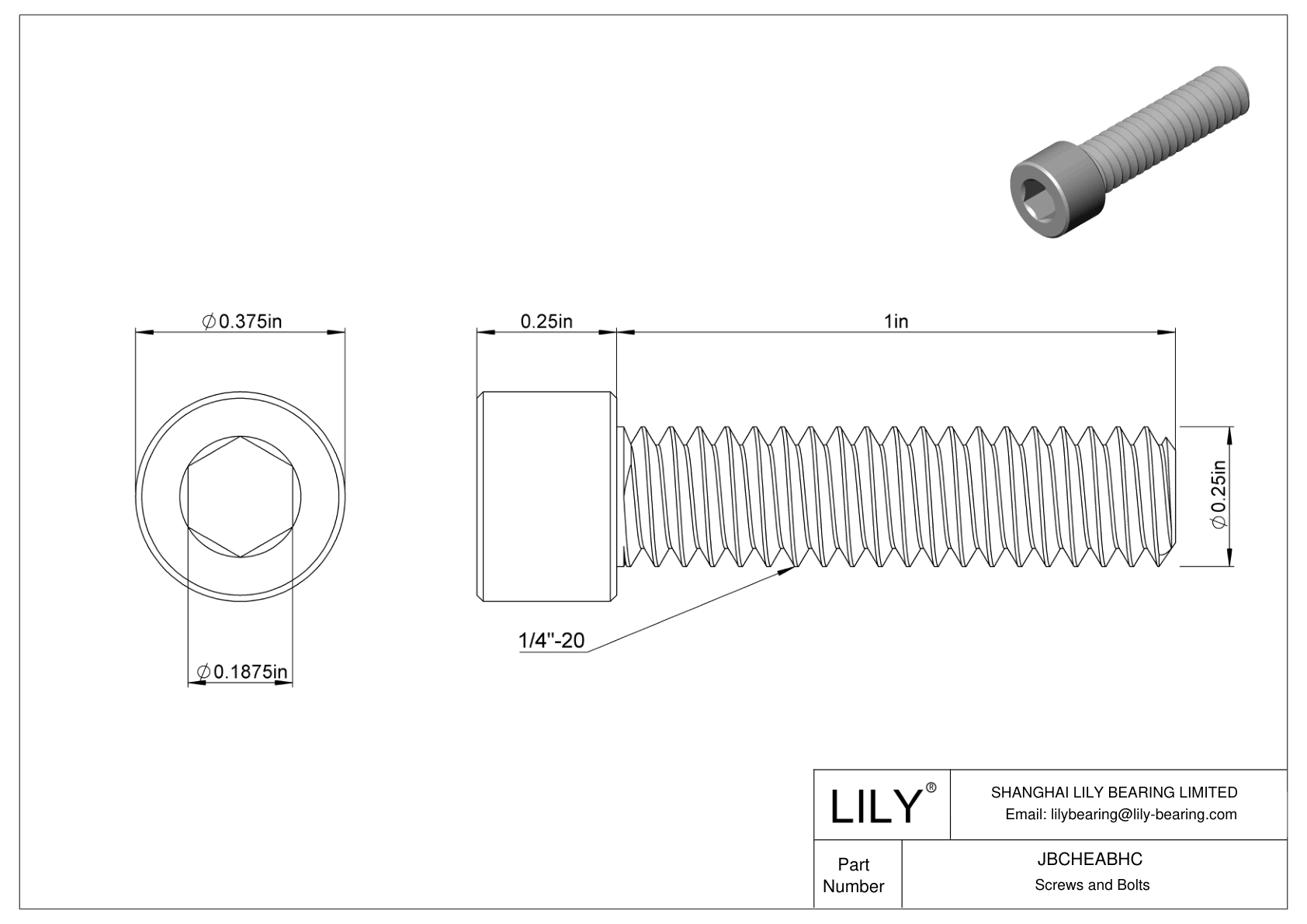 JBCHEABHC Tornillos de cabeza cilíndrica de acero aleado cad drawing