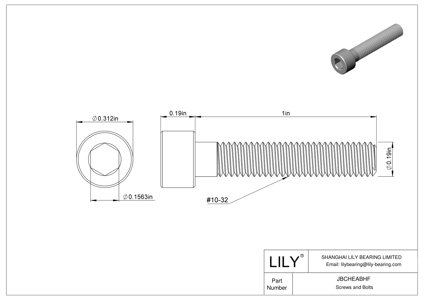 JBCHEABHF Tornillos de cabeza cilíndrica de acero aleado cad drawing