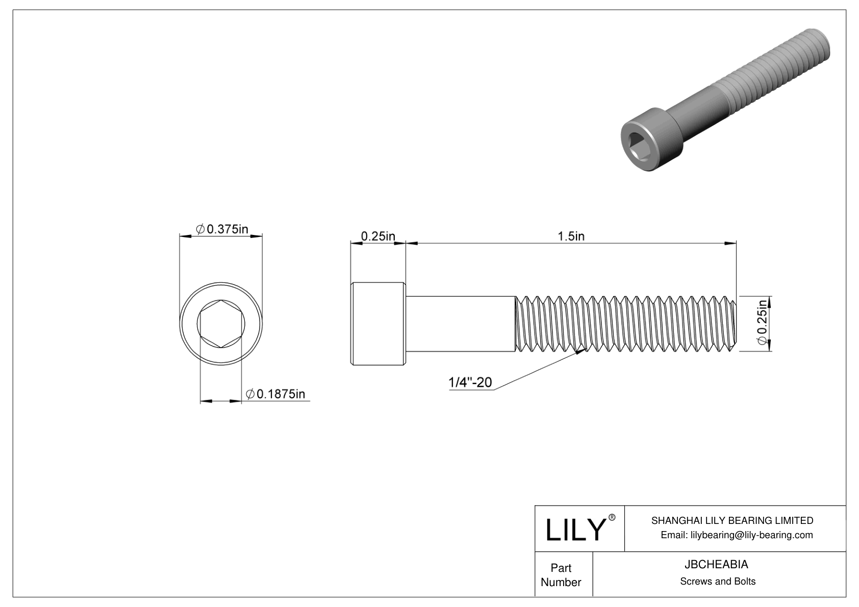 JBCHEABIA 合金钢内六角螺钉 cad drawing