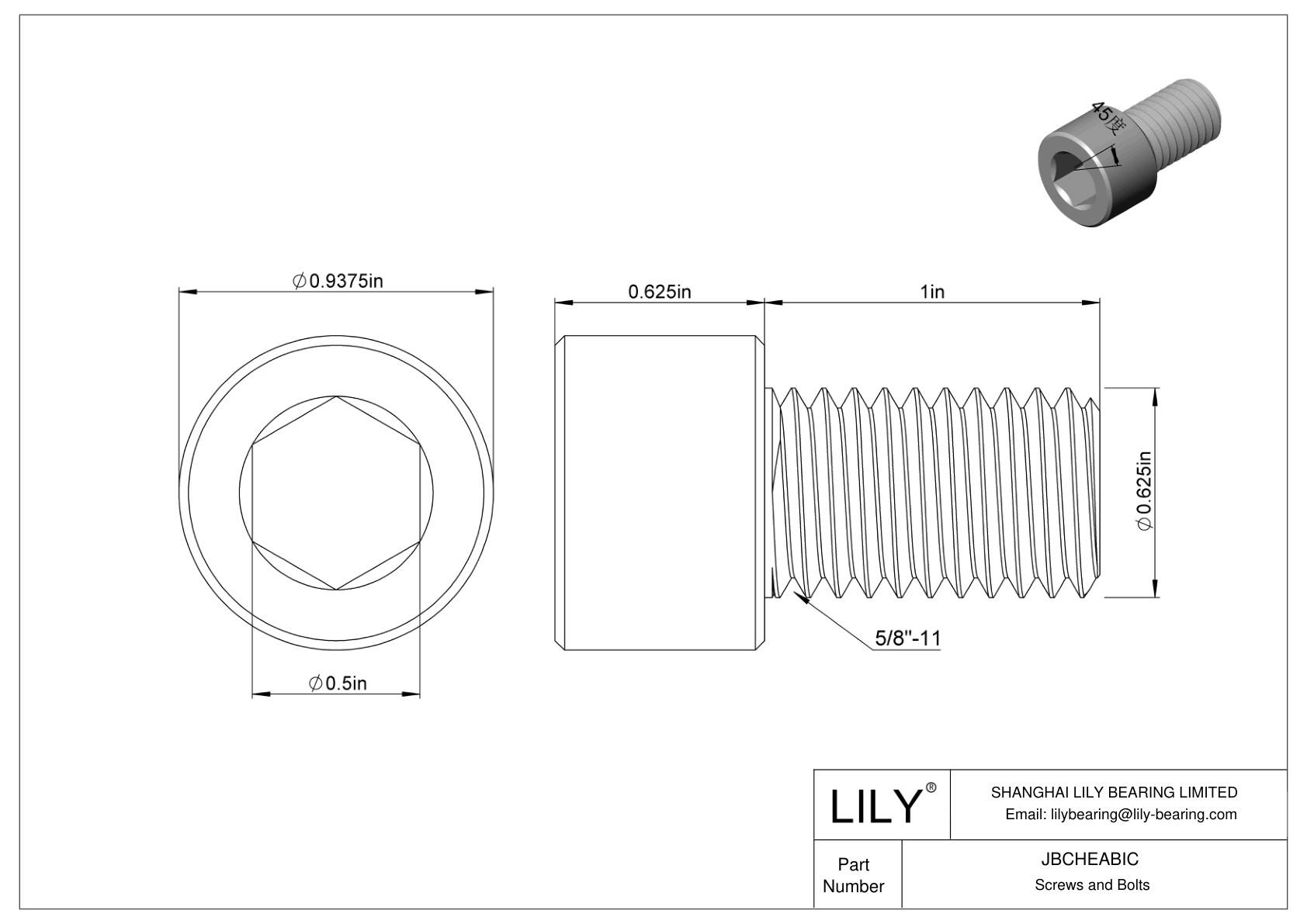 JBCHEABIC Tornillos de cabeza cilíndrica de acero aleado cad drawing