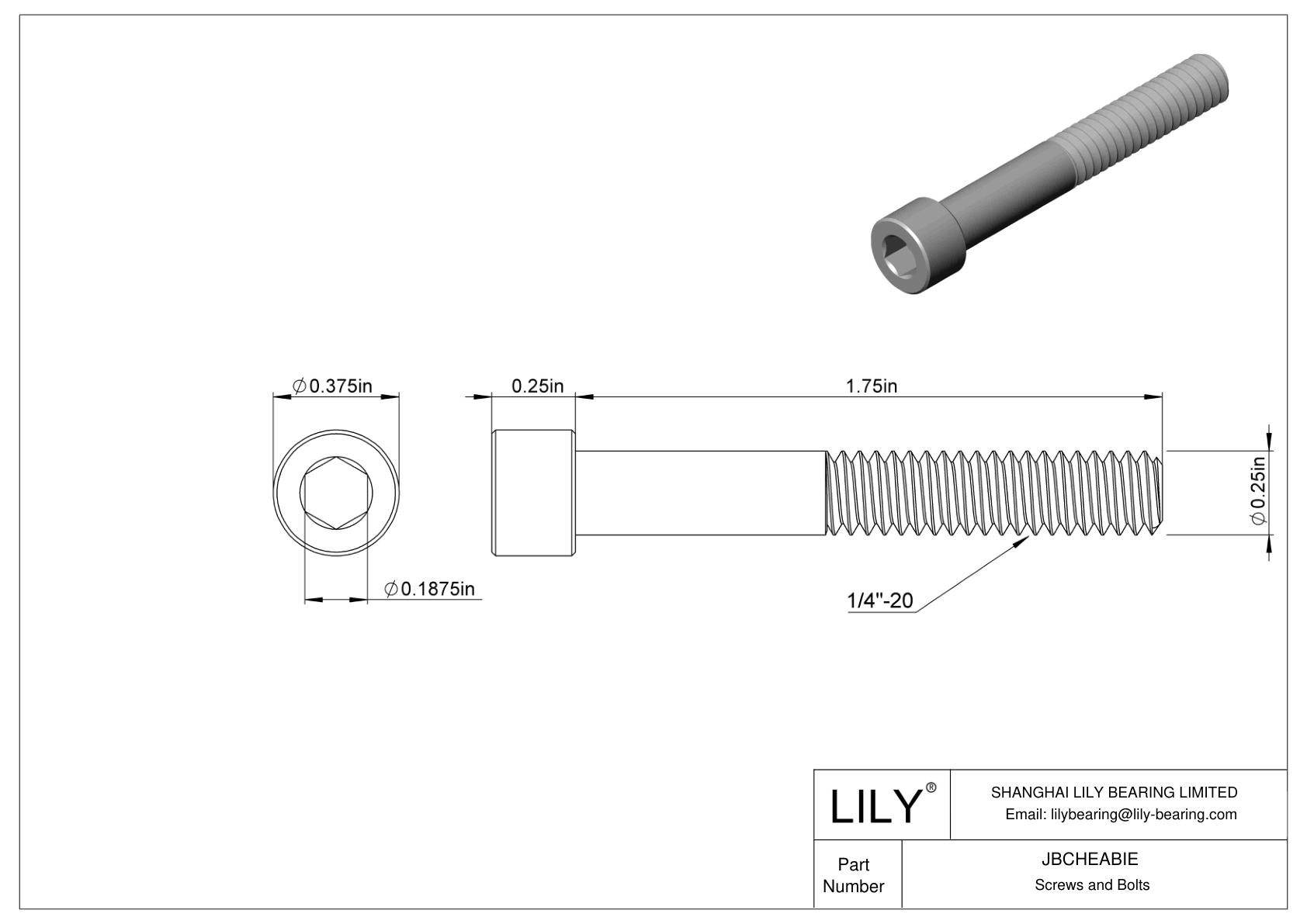 JBCHEABIE 合金钢内六角螺钉 cad drawing