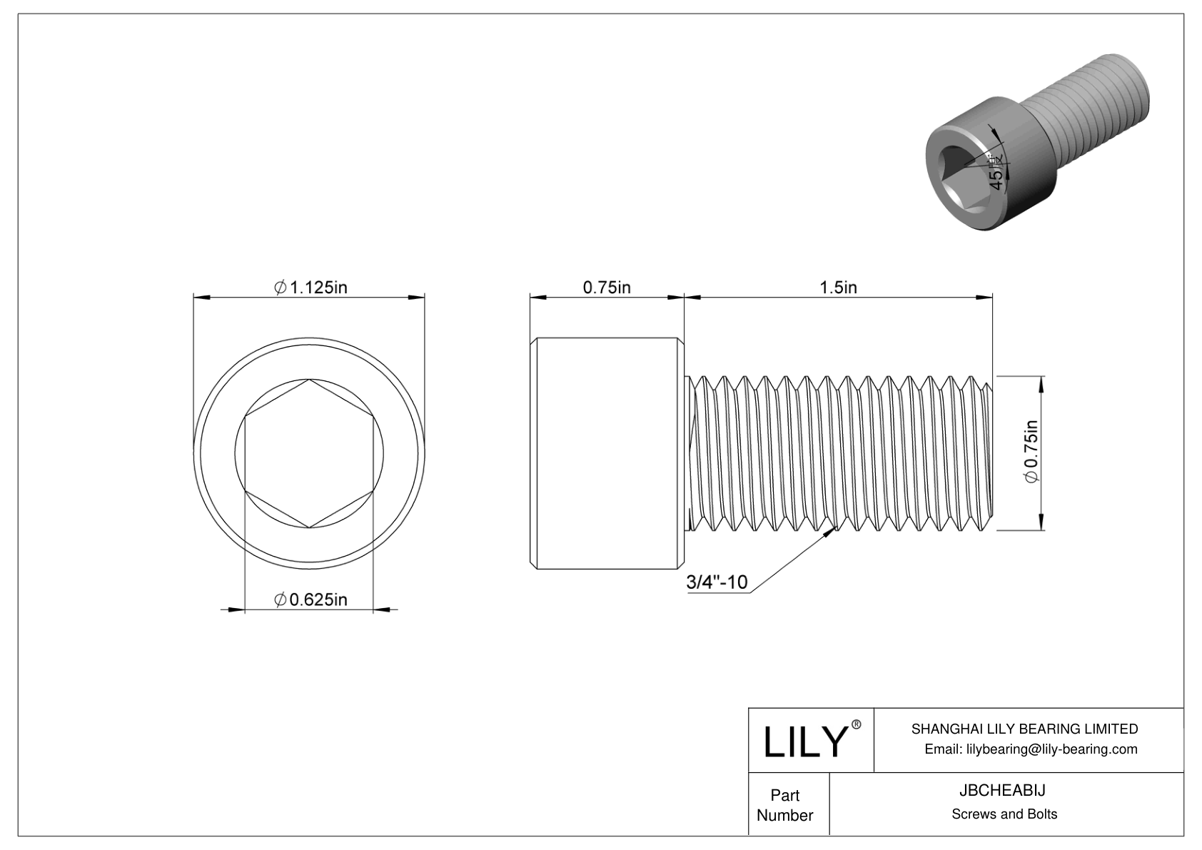 JBCHEABIJ Alloy Steel Socket Head Screws cad drawing