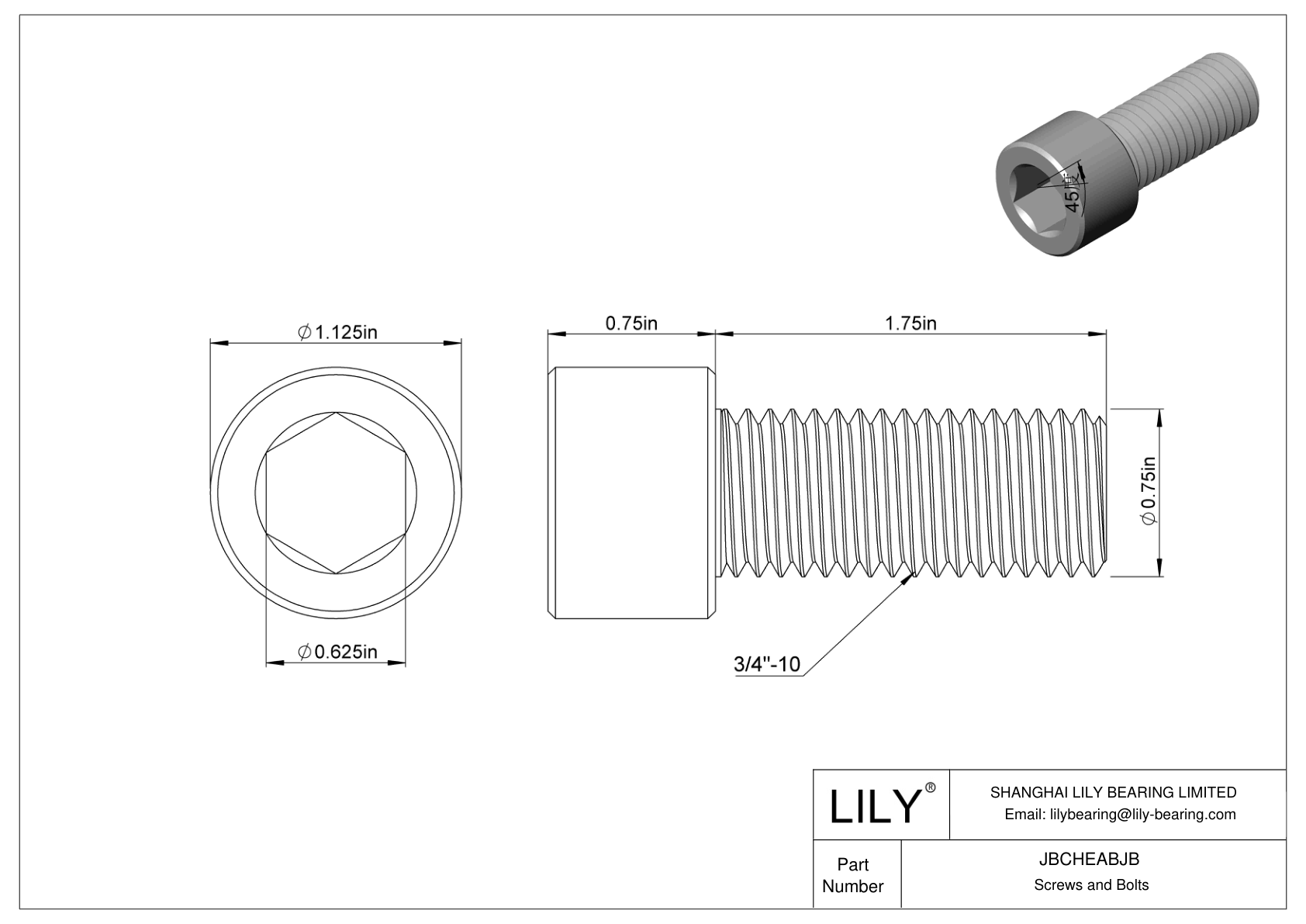 JBCHEABJB Alloy Steel Socket Head Screws cad drawing