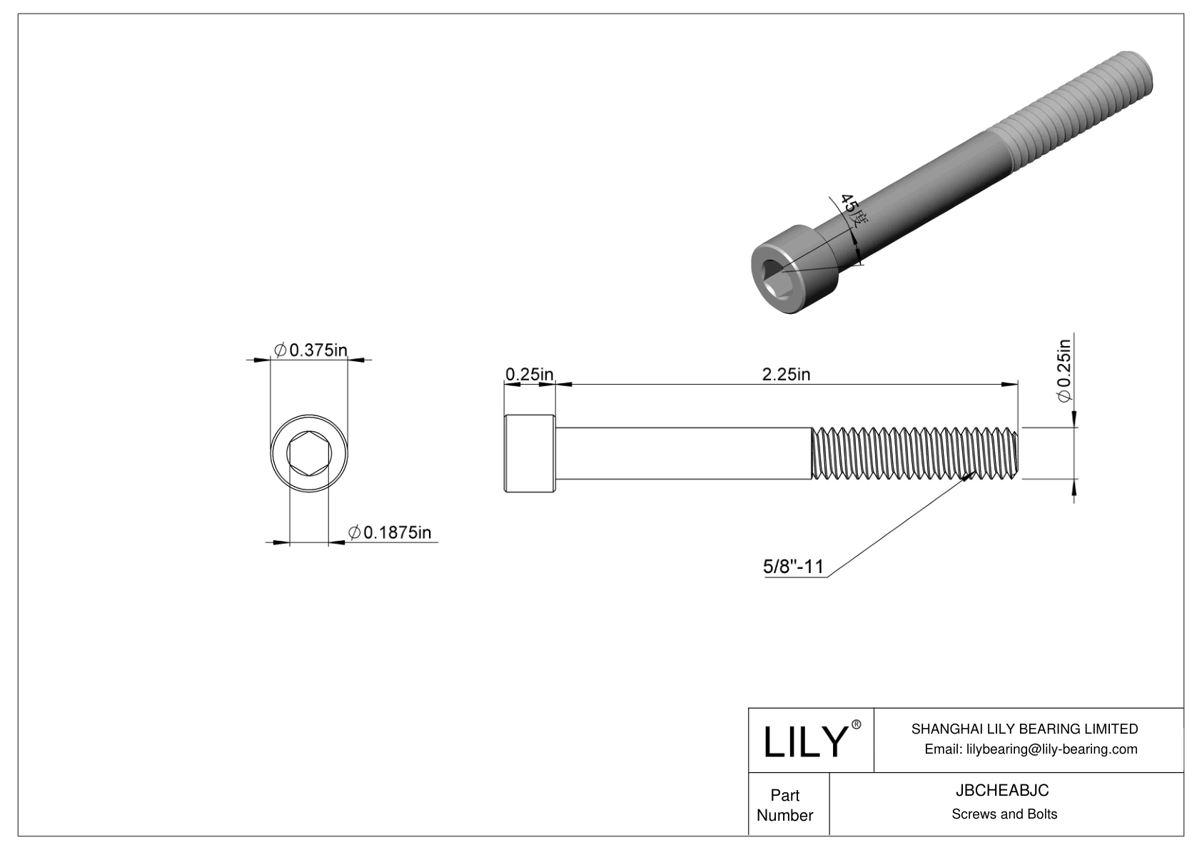 JBCHEABJC Alloy Steel Socket Head Screws cad drawing