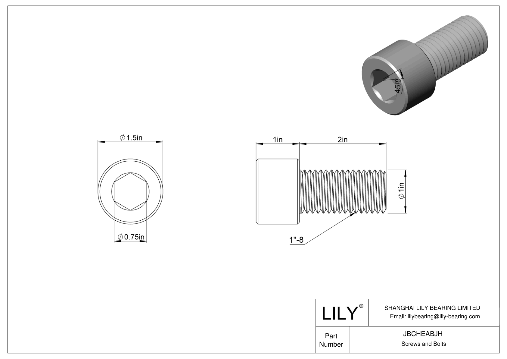 JBCHEABJH Tornillos de cabeza cilíndrica de acero aleado cad drawing