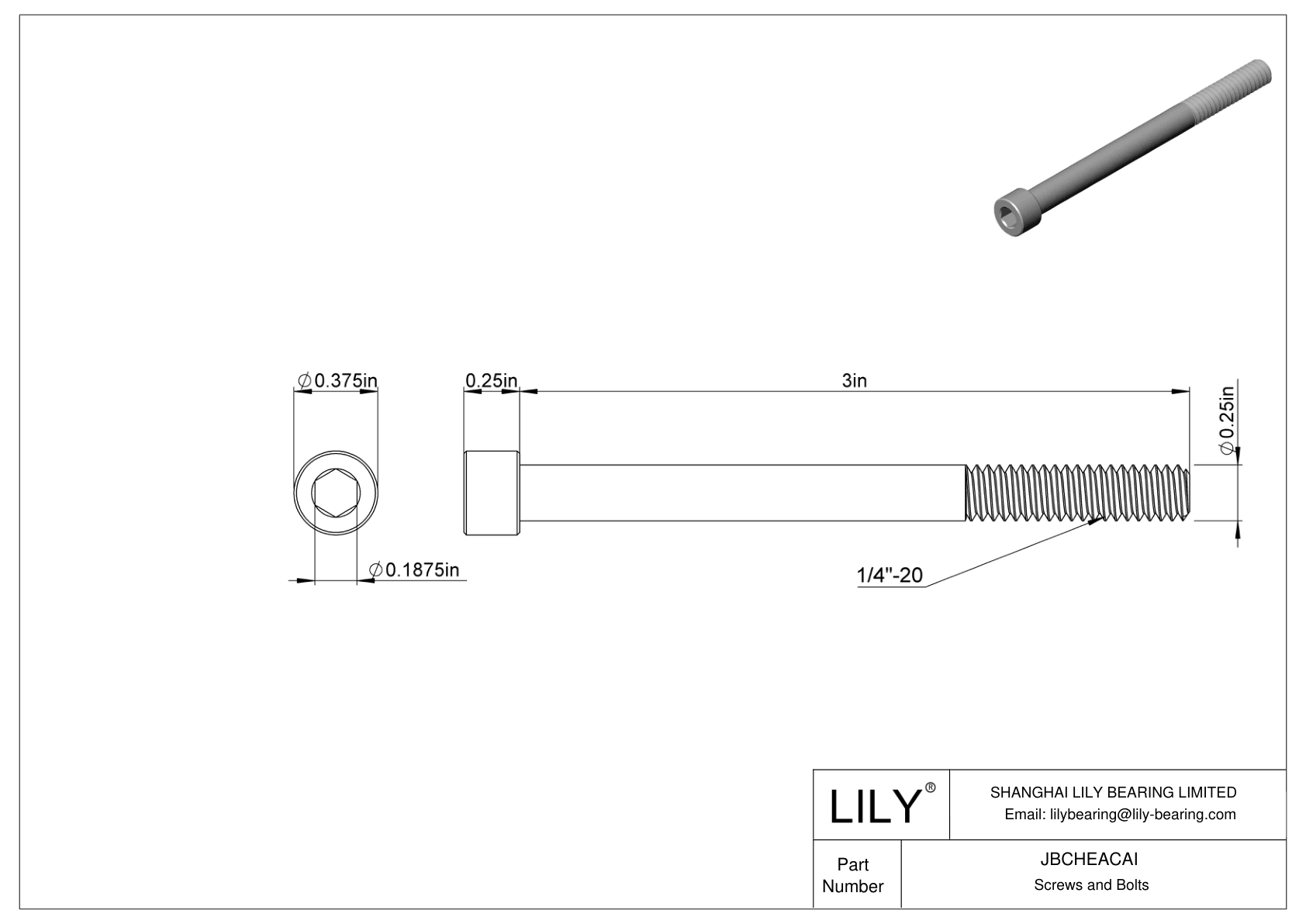 JBCHEACAI Tornillos de cabeza cilíndrica de acero aleado cad drawing