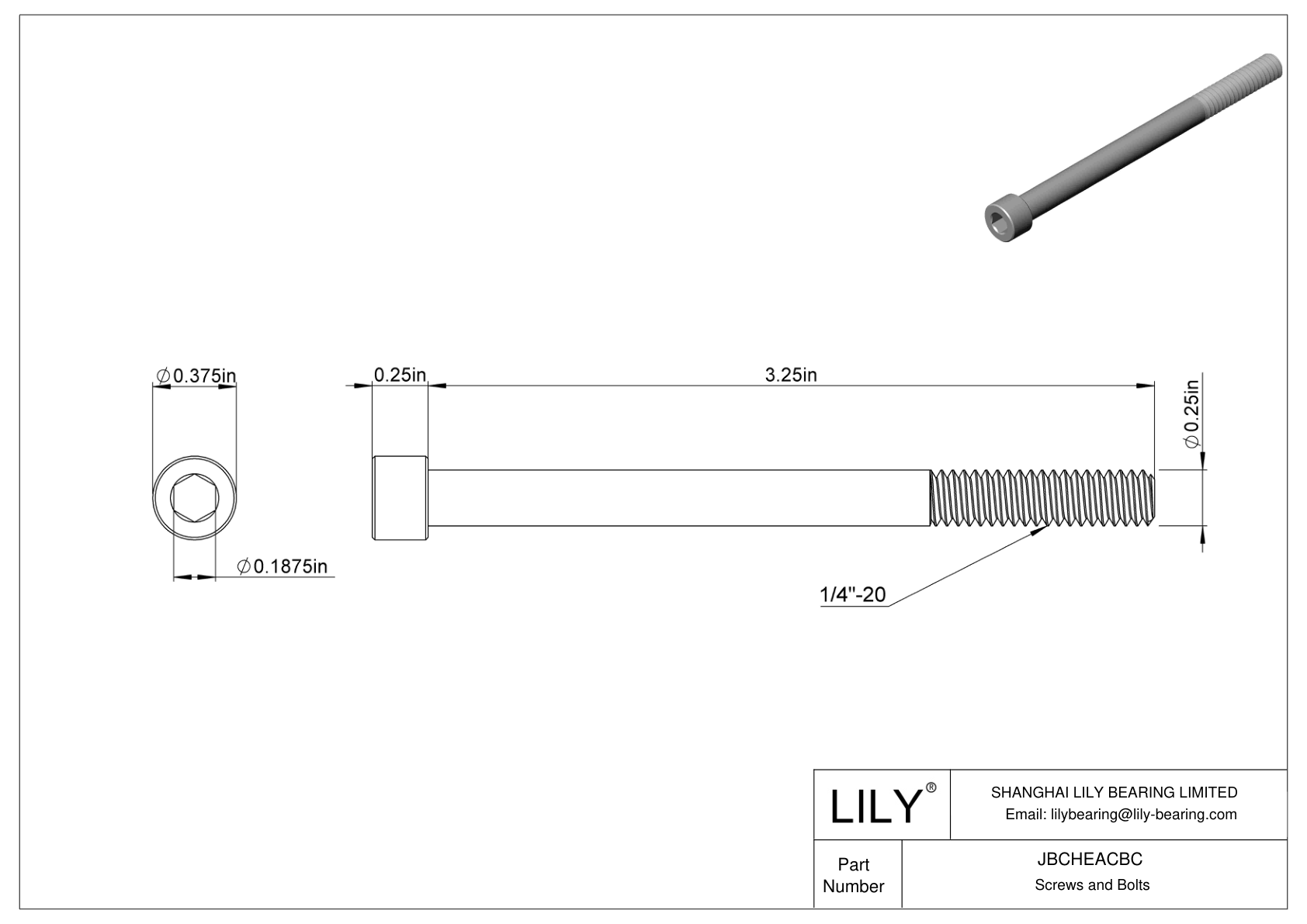 JBCHEACBC Tornillos de cabeza cilíndrica de acero aleado cad drawing