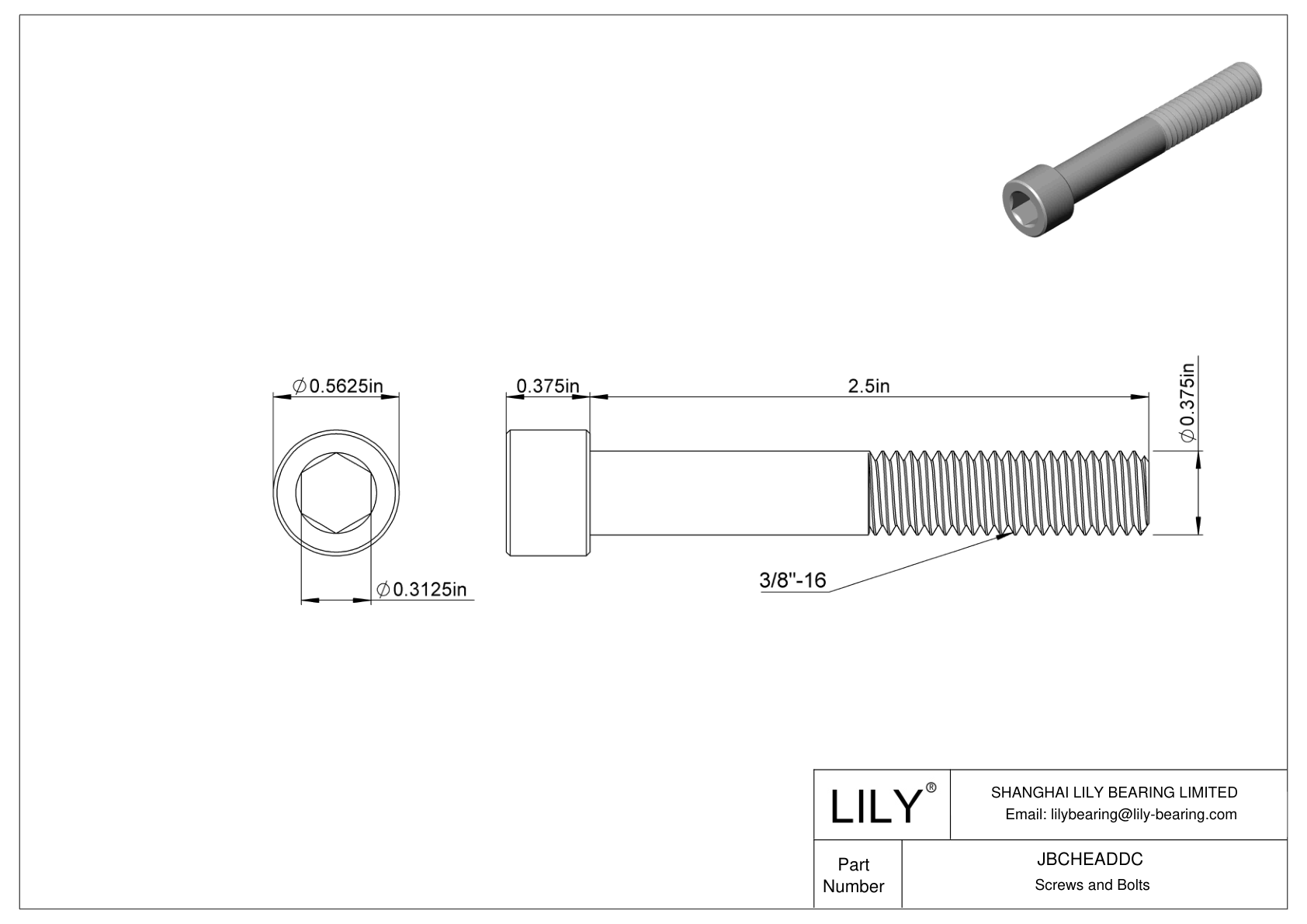 JBCHEADDC 合金钢内六角螺钉 cad drawing