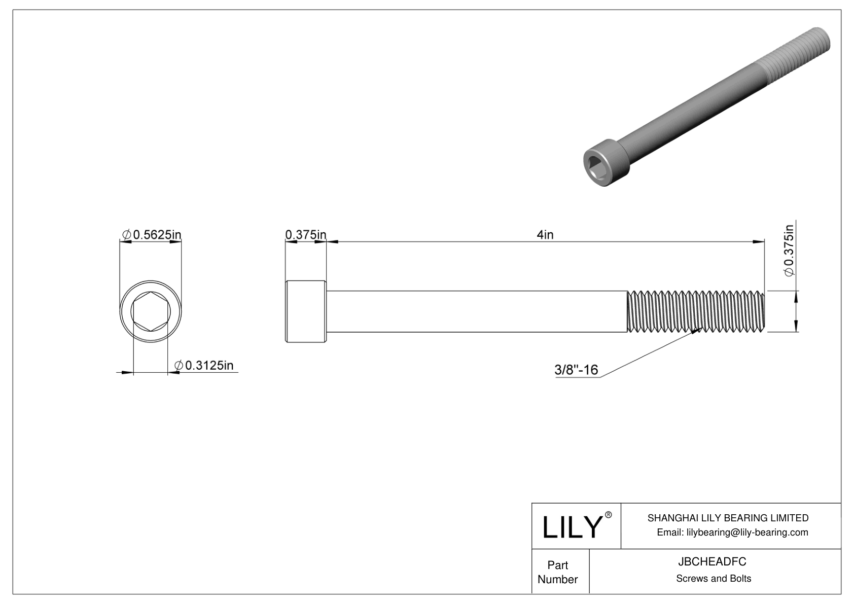 JBCHEADFC 合金钢内六角螺钉 cad drawing