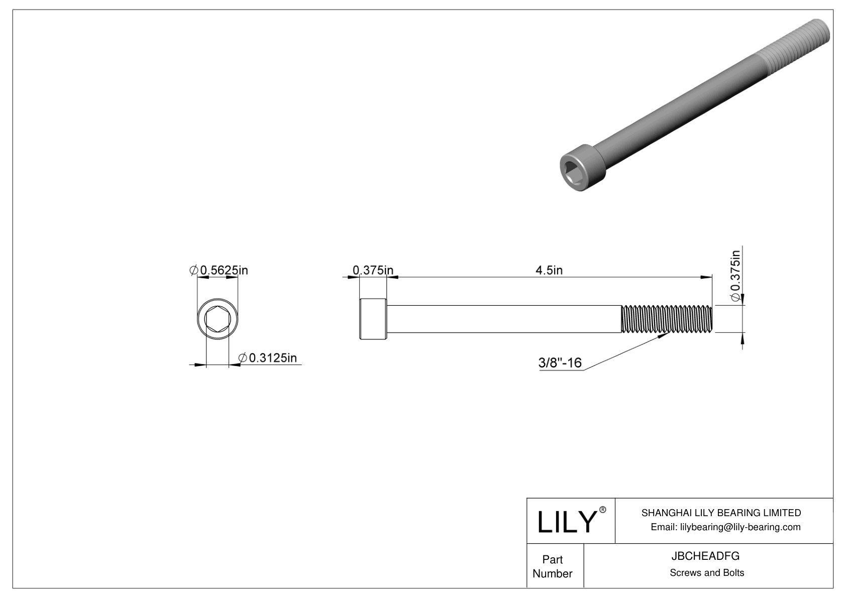 JBCHEADFG Tornillos de cabeza cilíndrica de acero aleado cad drawing