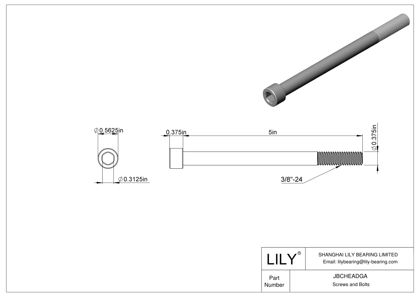 JBCHEADGA 合金钢内六角螺钉 cad drawing